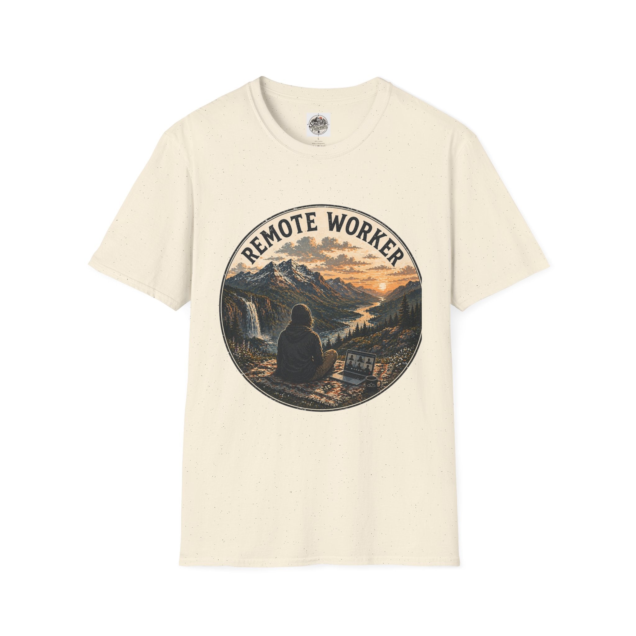 Remote Worker T-Shirt — Mountain Adventure Scenic Tee