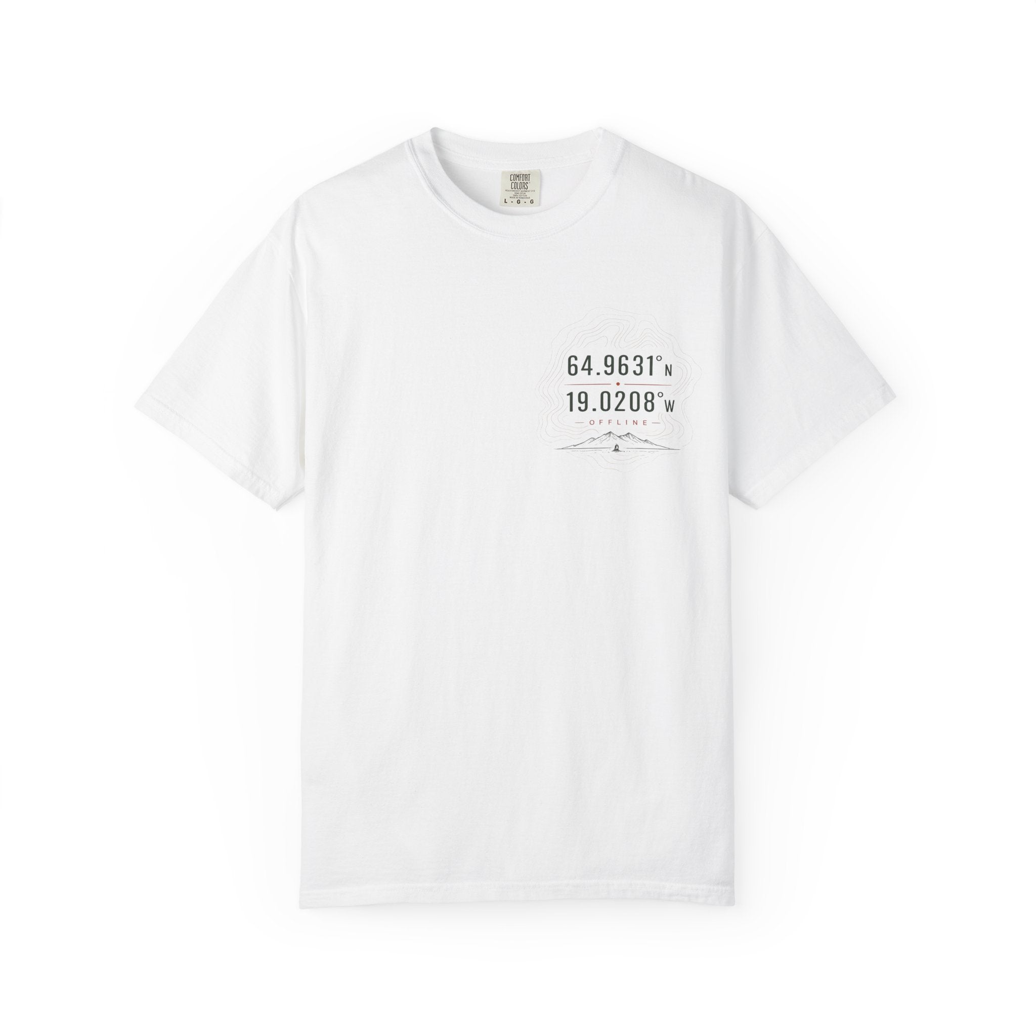 Coordinates Minimalist T-Shirt — Subtle Latitude & Longitude Chest Print
