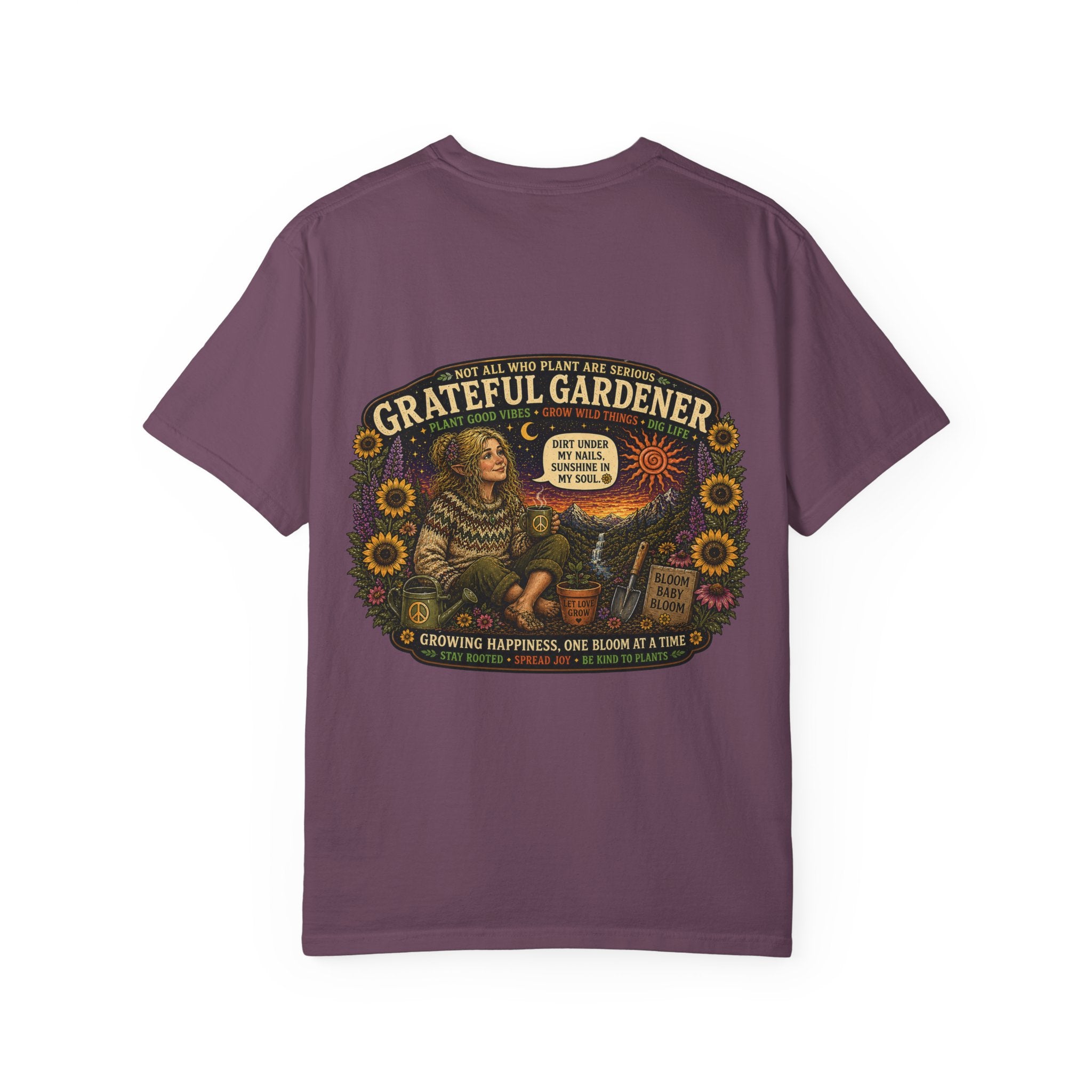 Grateful Gardener T-Shirt — Vintage Gardening Graphic Tee ("Grateful Gardener" Sunflower Design)