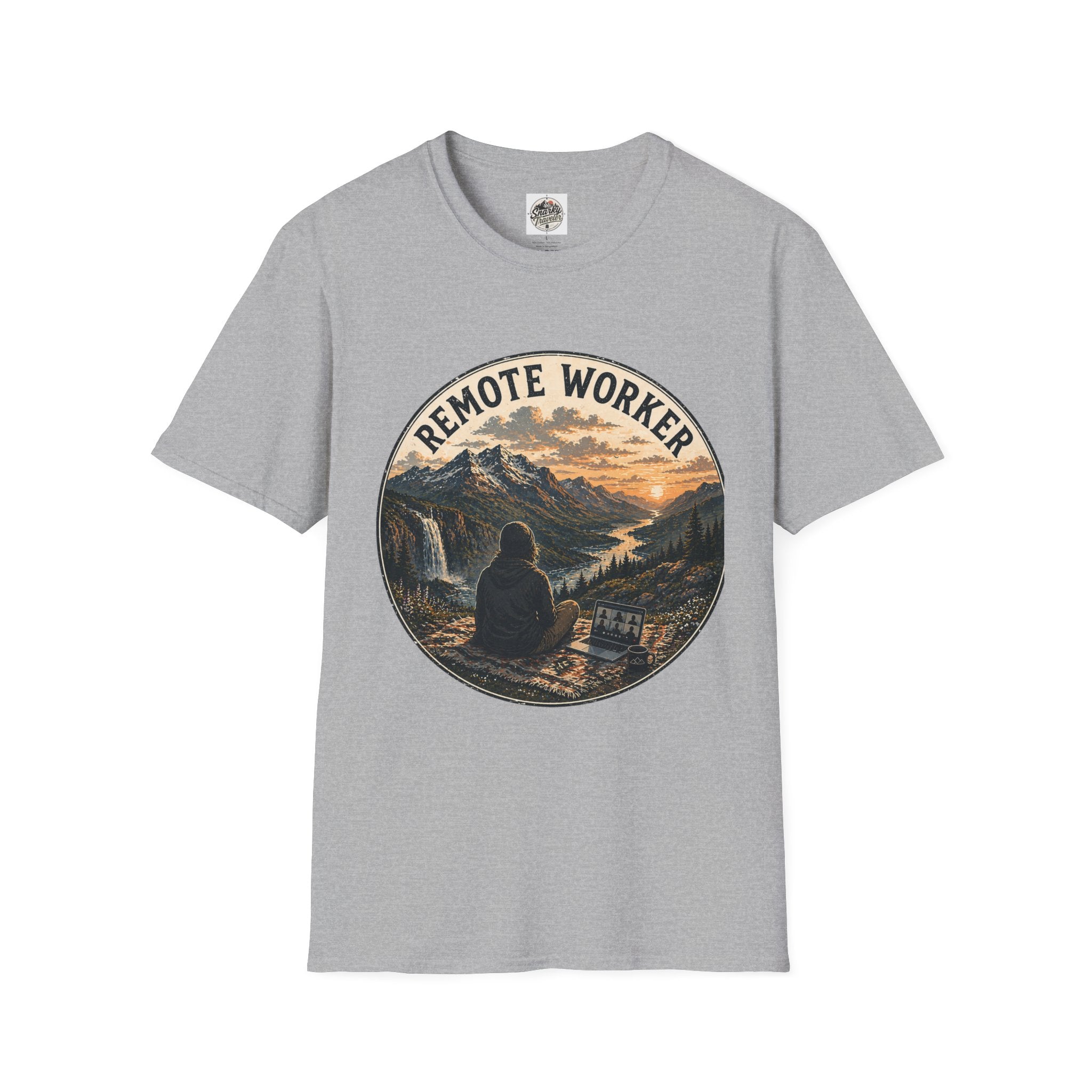 Remote Worker T-Shirt — Mountain Adventure Scenic Tee