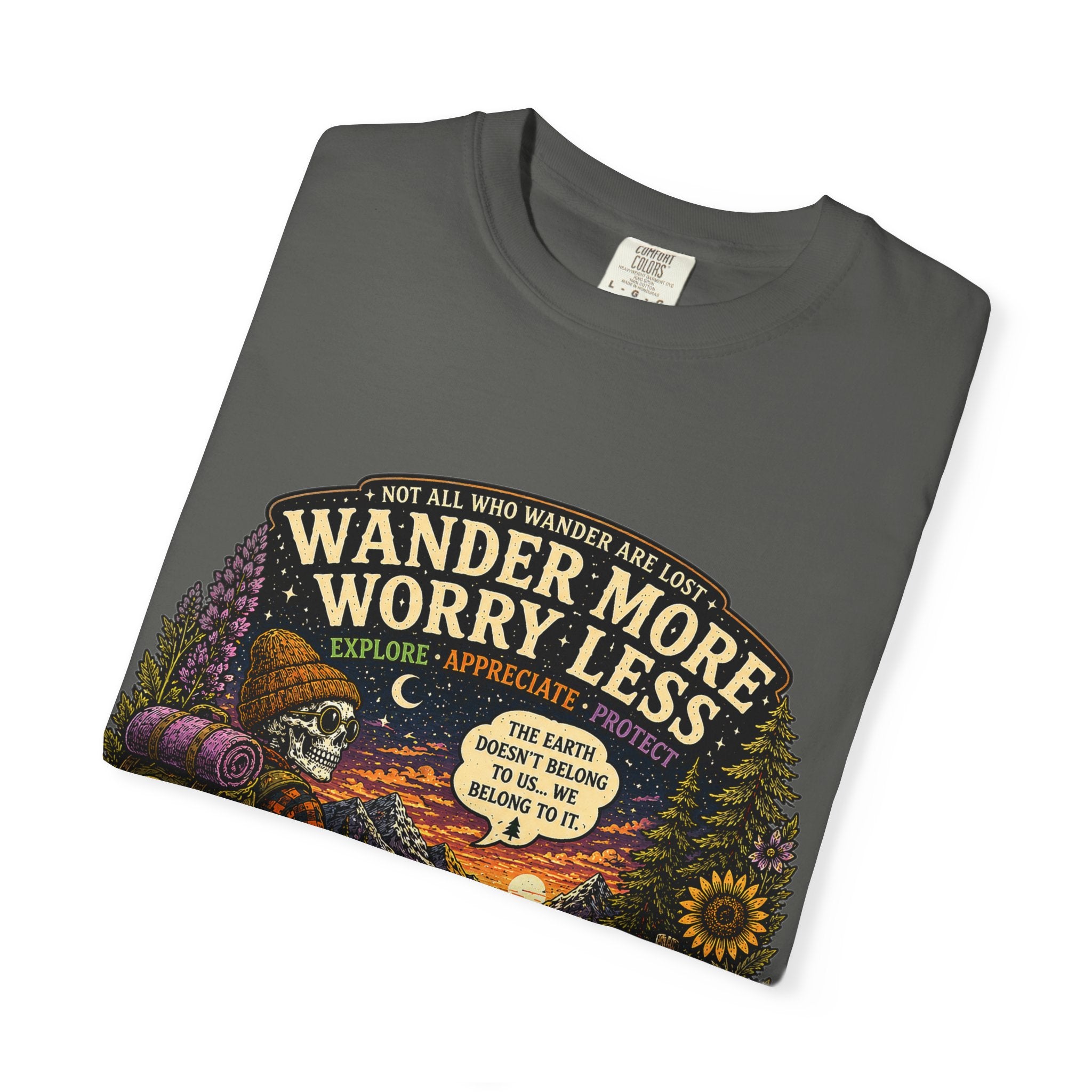 Wander More Worry Less T-Shirt — Adventure Travel Graphic Tee