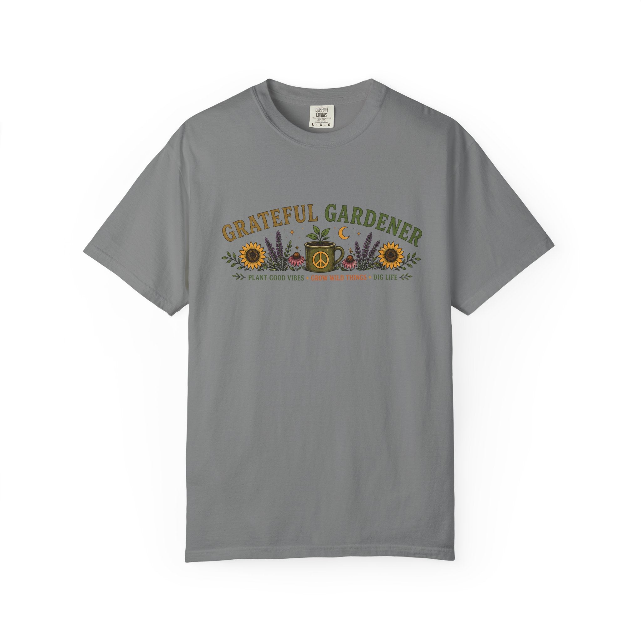 Grateful Gardener T-Shirt — Vintage Gardening Graphic Tee ("Grateful Gardener" Sunflower Design)