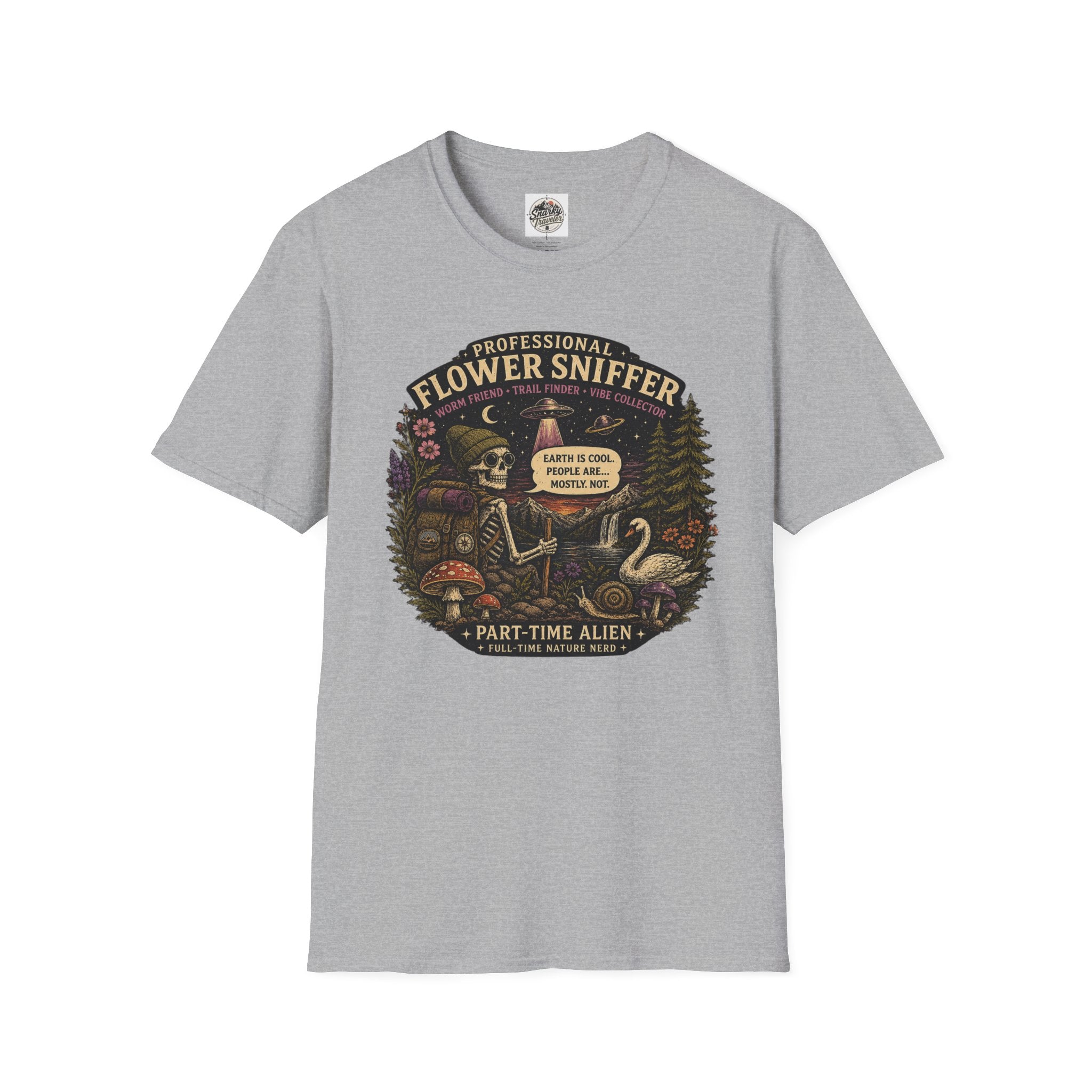 Flower Sniffer Vintage Graphic Tee — "Professional Flower Sniffer / Part-Time Alien"