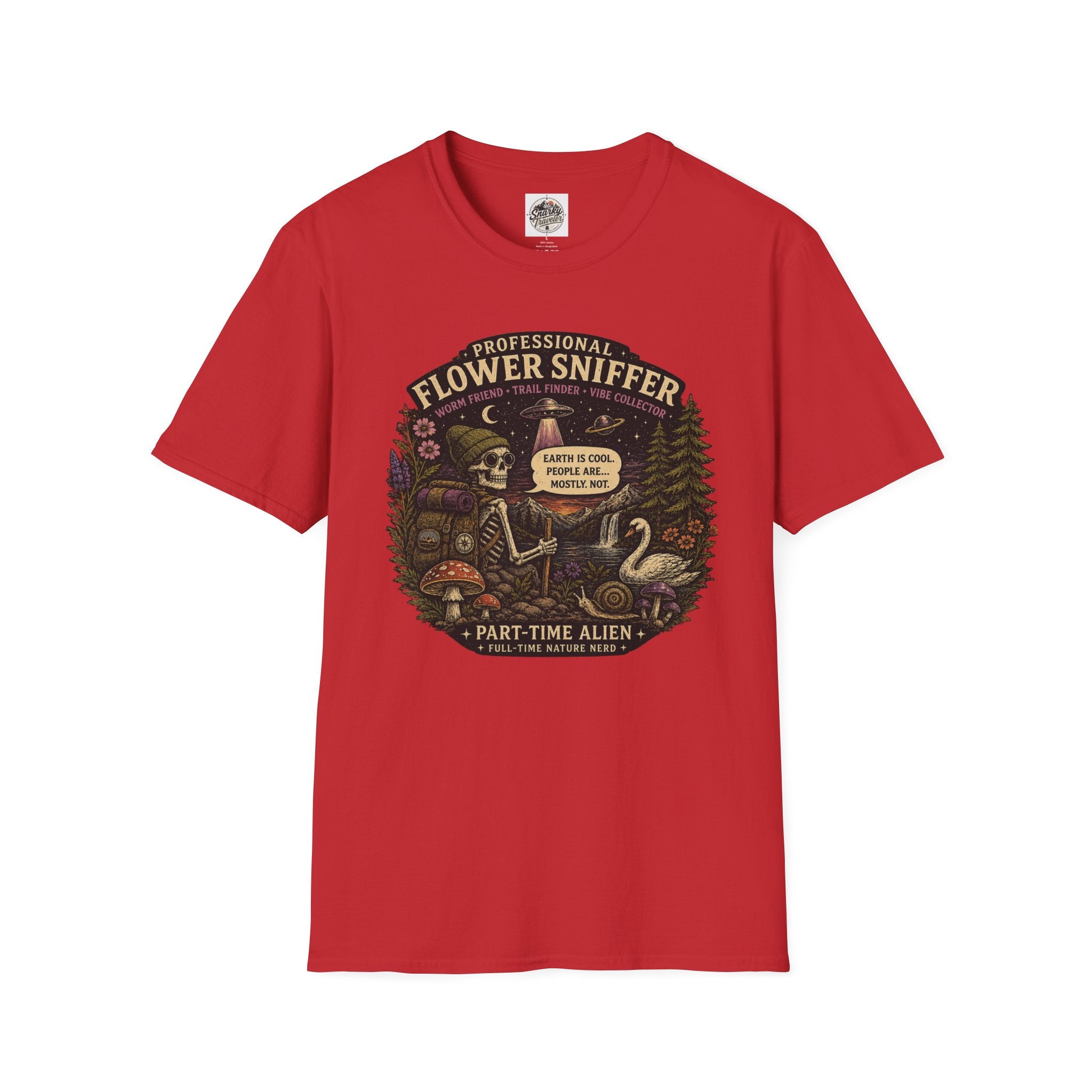 Flower Sniffer Vintage Graphic Tee — "Professional Flower Sniffer / Part-Time Alien"