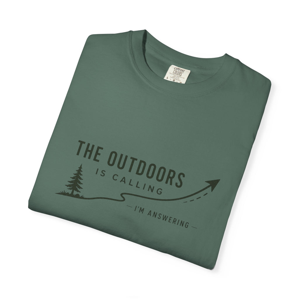 T-Shirt — “The Outdoors Is Calling” Graphic Tee (Adventure, Hiking, Nature Lover)