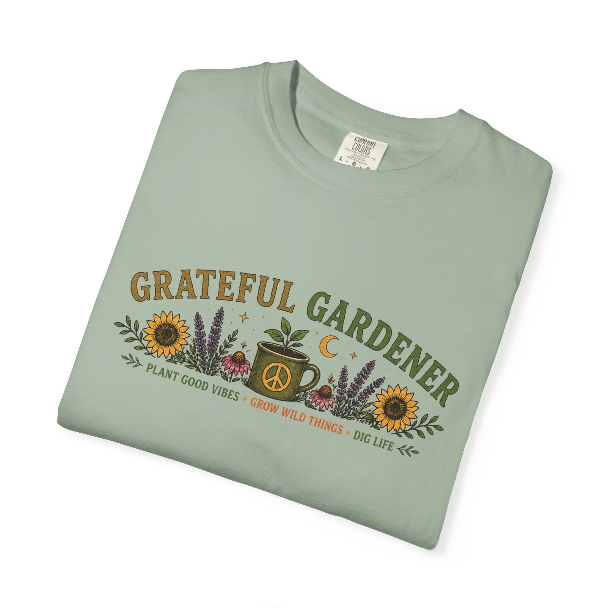 Grateful Gardener T-Shirt — Vintage Gardening Graphic Tee ("Grateful Gardener" Sunflower Design)