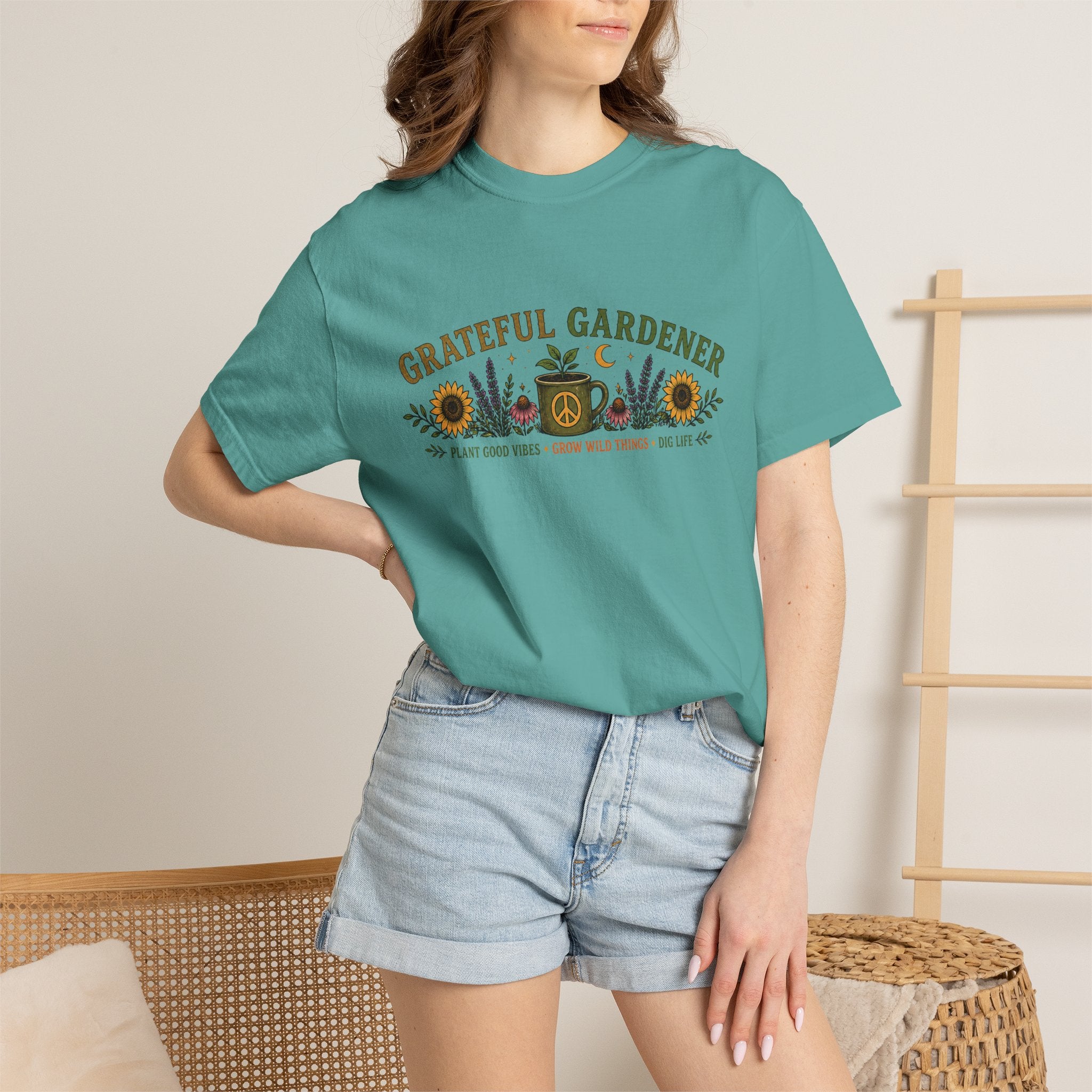 Grateful Gardener T-Shirt — Vintage Gardening Graphic Tee ("Grateful Gardener" Sunflower Design)