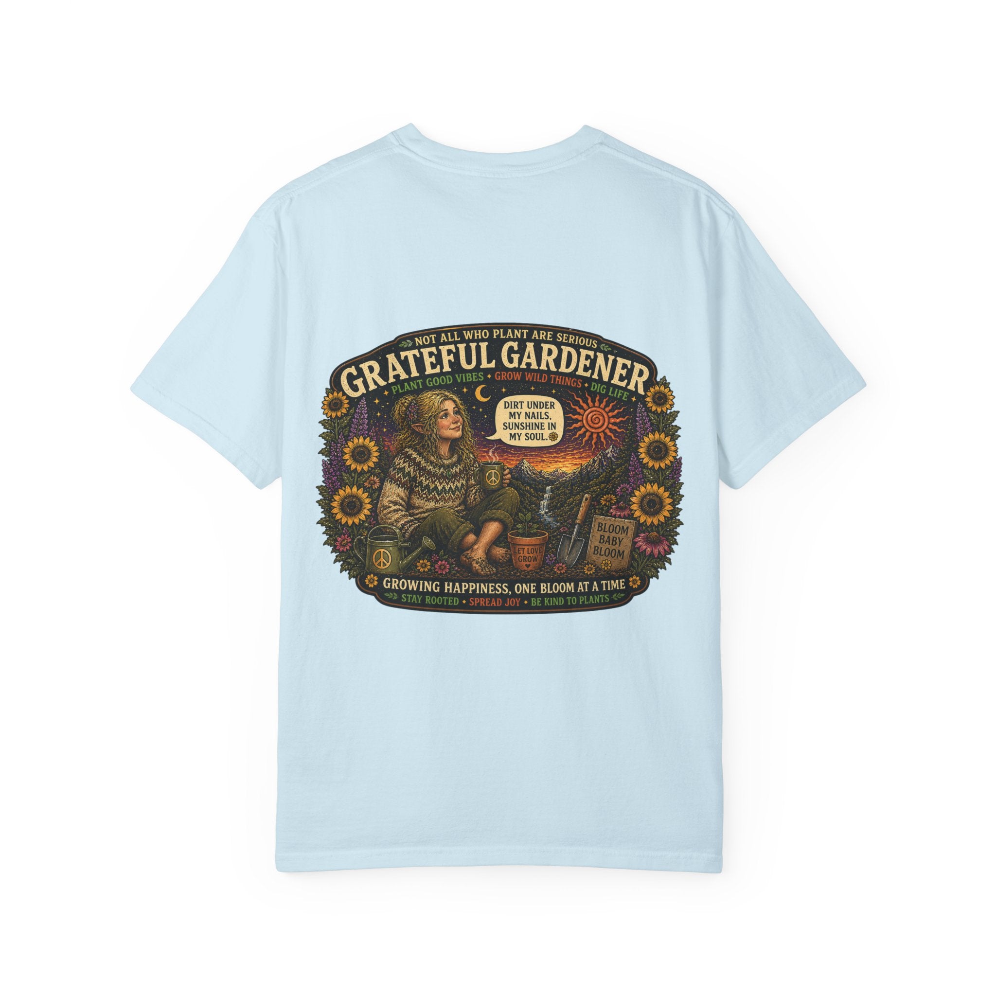 Grateful Gardener T-Shirt — Vintage Gardening Graphic Tee ("Grateful Gardener" Sunflower Design)