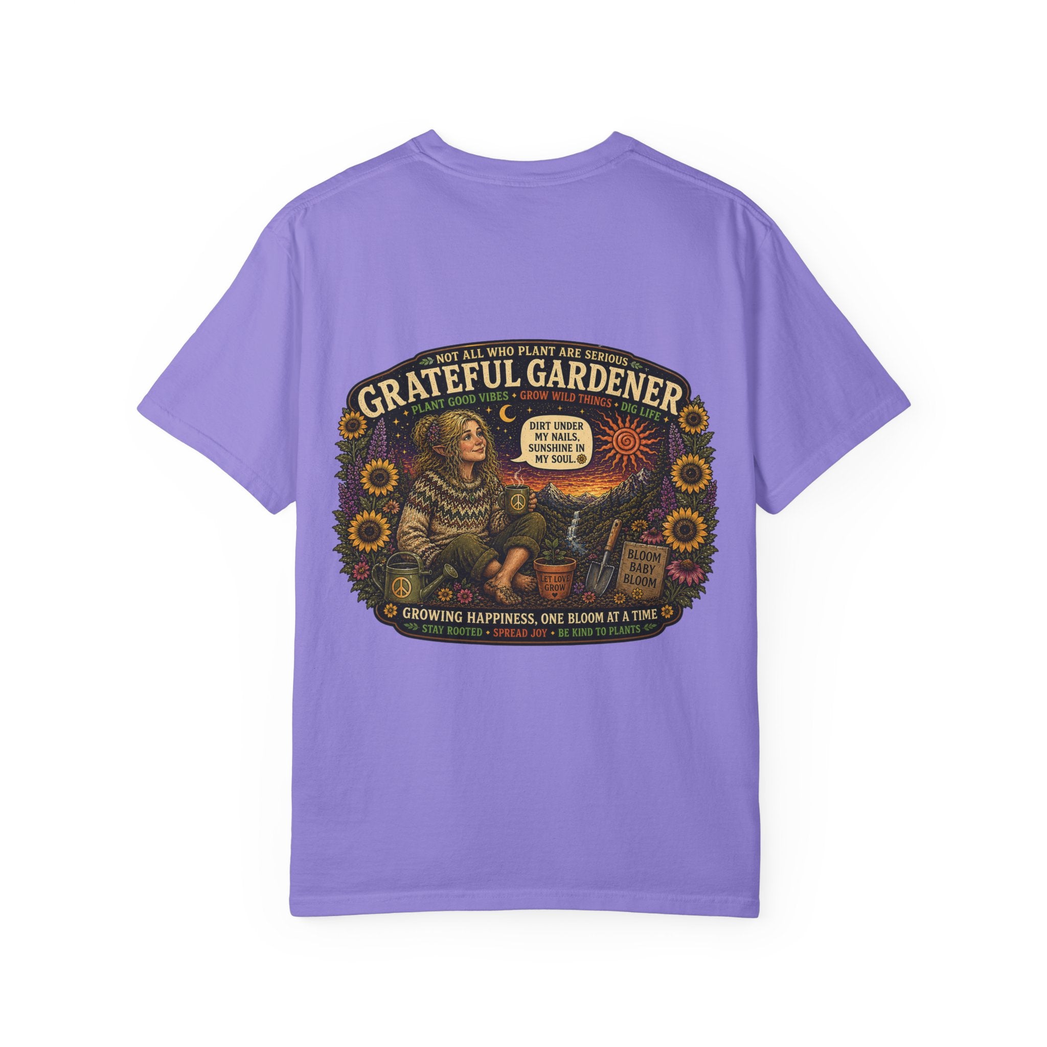 Grateful Gardener T-Shirt — Vintage Gardening Graphic Tee ("Grateful Gardener" Sunflower Design)