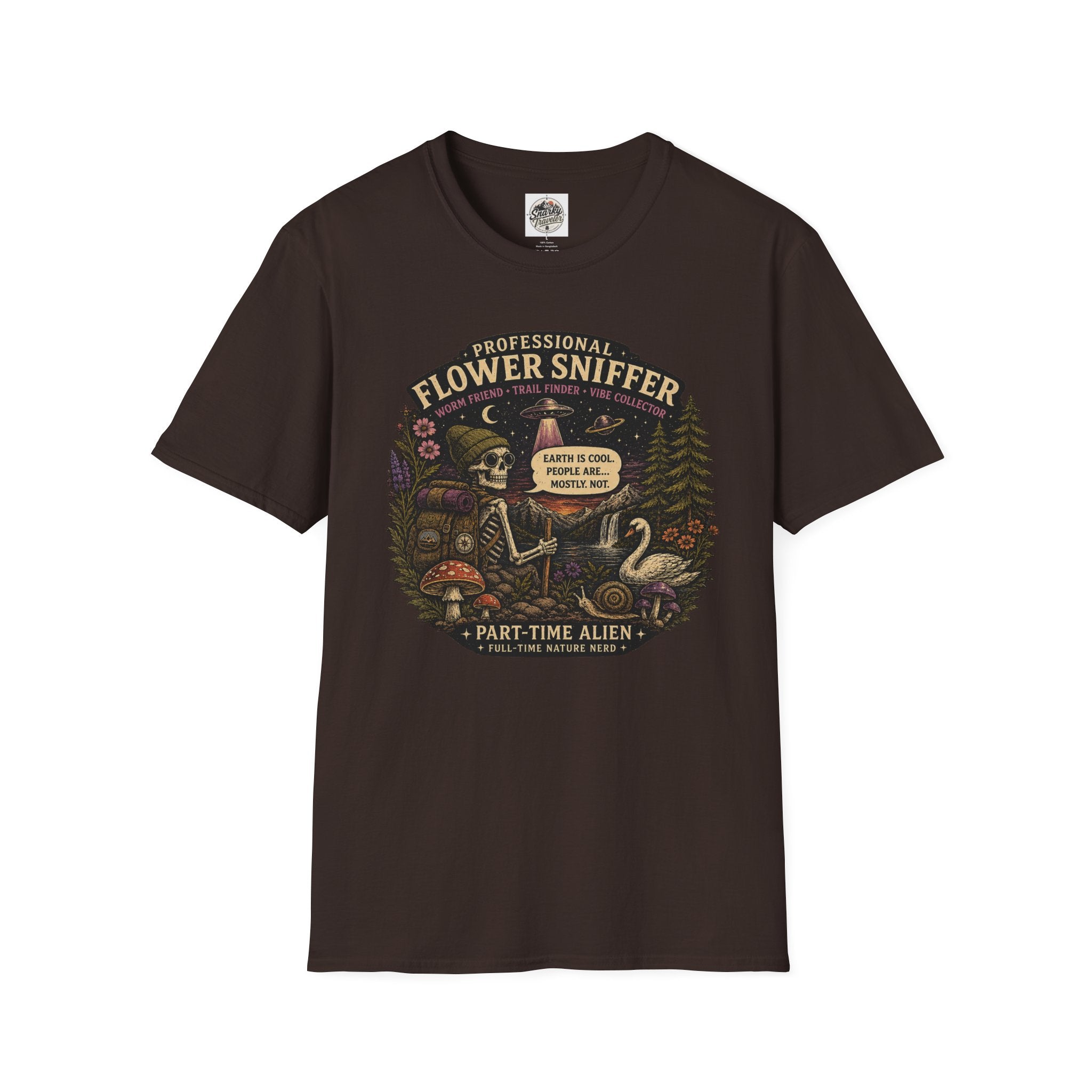 Flower Sniffer Vintage Graphic Tee — "Professional Flower Sniffer / Part-Time Alien"