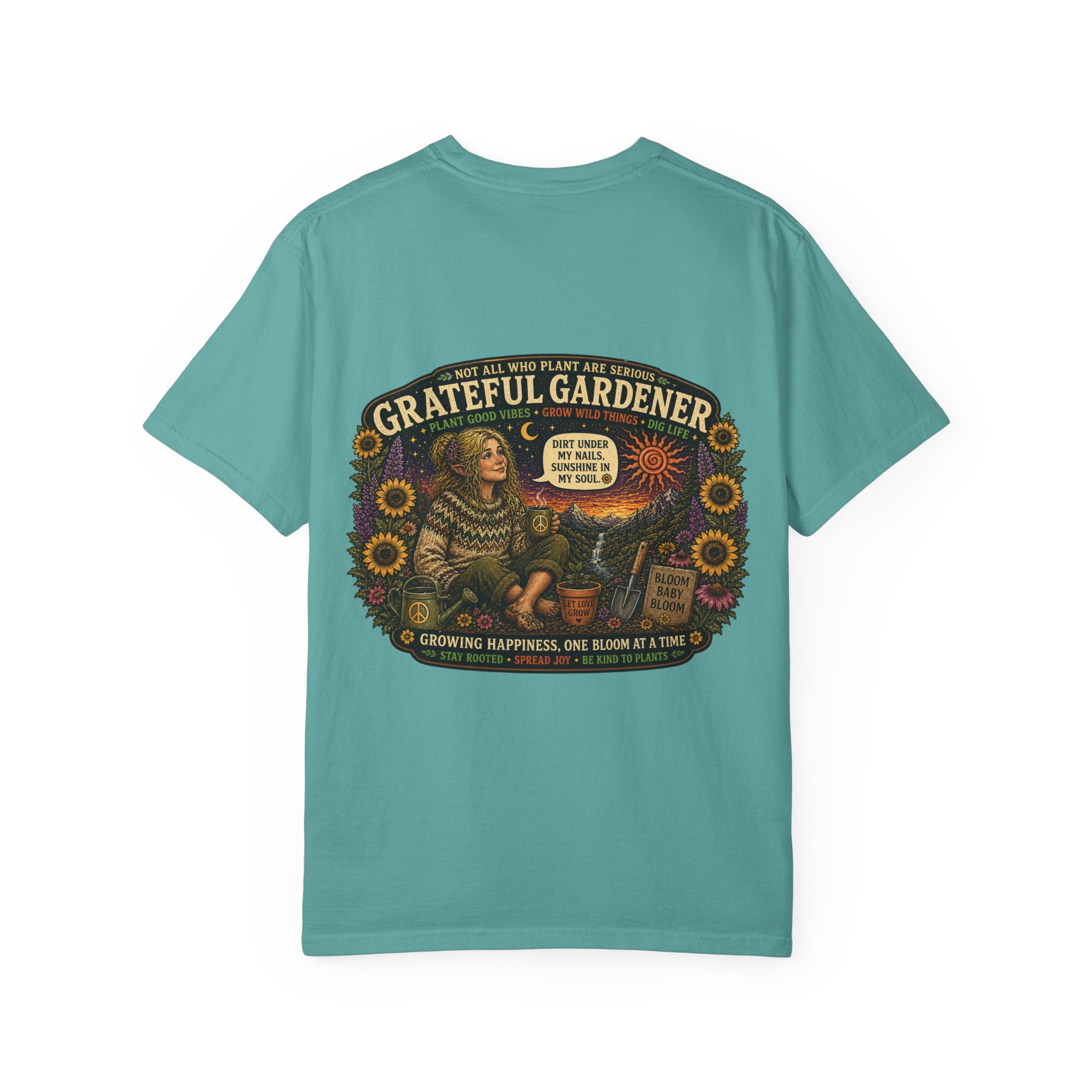 Grateful Gardener T-Shirt — Vintage Gardening Graphic Tee ("Grateful Gardener" Sunflower Design)