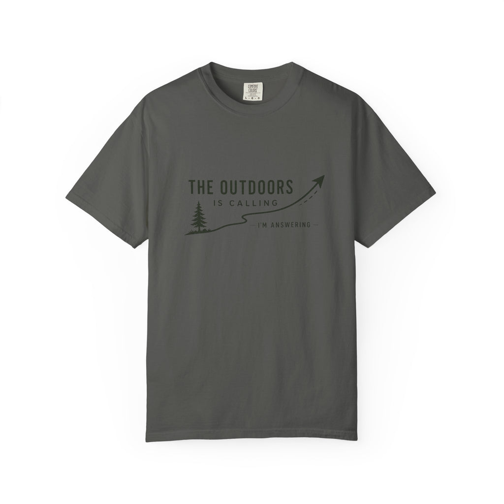 T-Shirt — “The Outdoors Is Calling” Graphic Tee (Adventure, Hiking, Nature Lover)