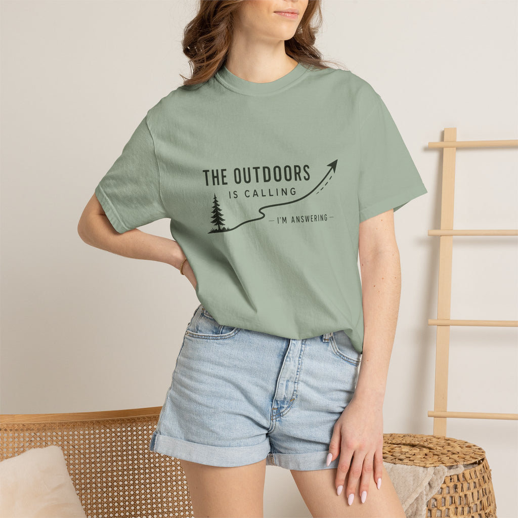 T-Shirt — “The Outdoors Is Calling” Graphic Tee (Adventure, Hiking, Nature Lover)