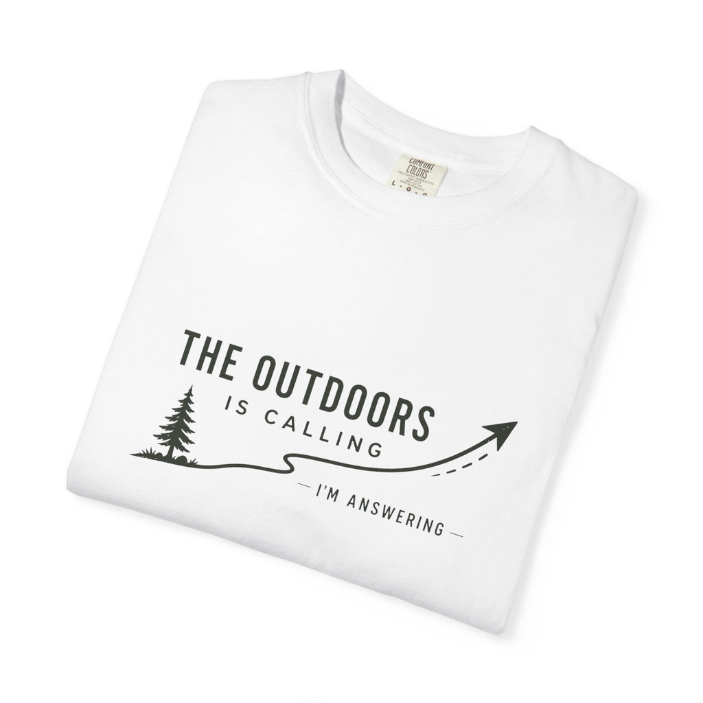 T-Shirt — “The Outdoors Is Calling” Graphic Tee (Adventure, Hiking, Nature Lover)