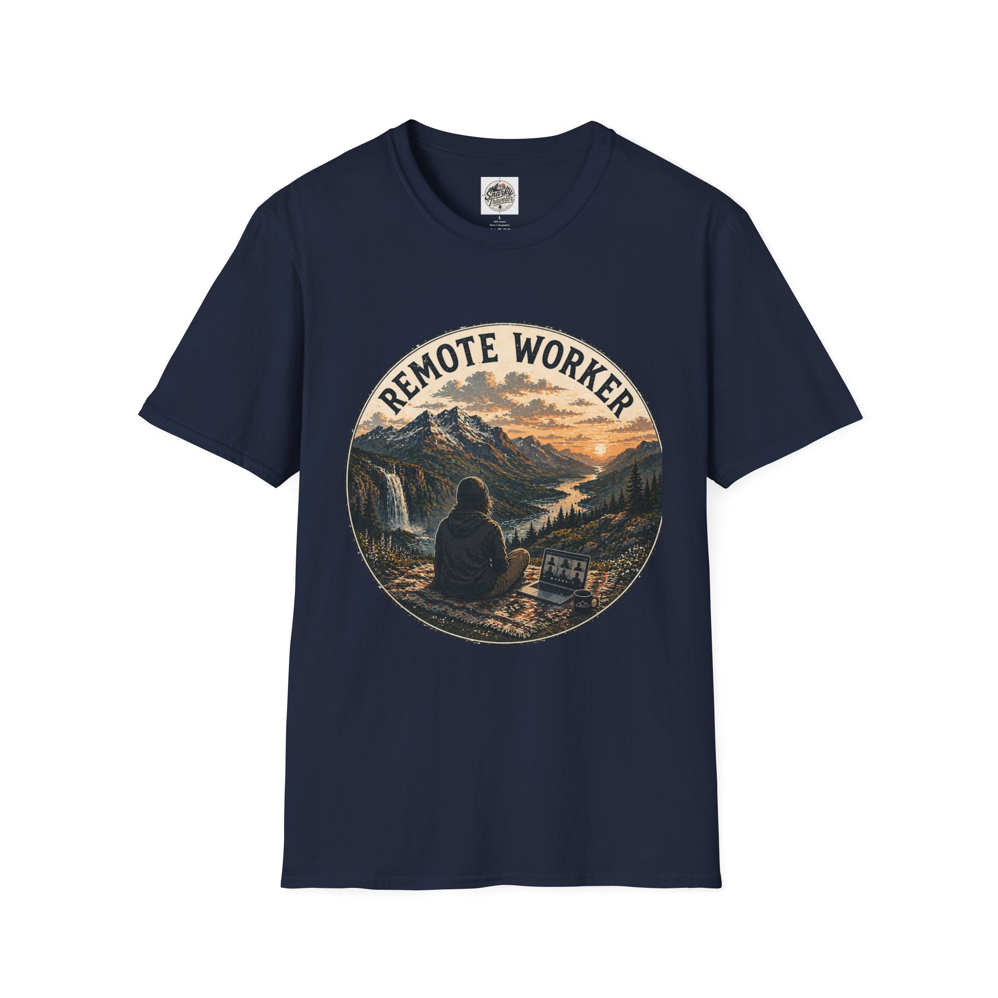 Remote Worker T-Shirt — Mountain Adventure Scenic Tee