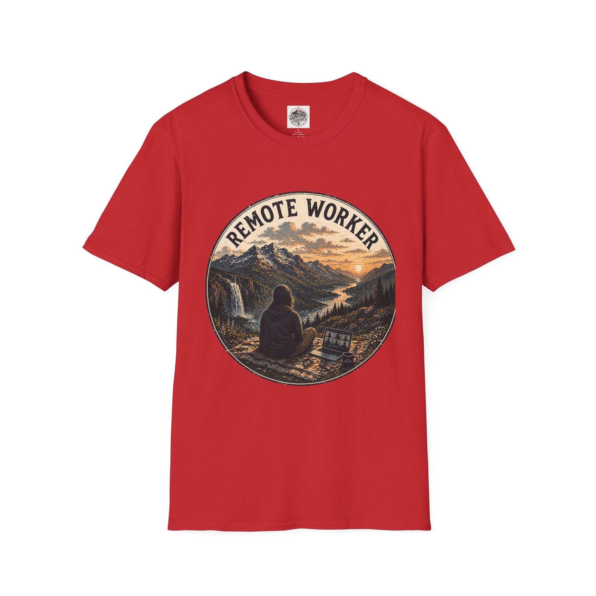 Remote Worker T-Shirt — Mountain Adventure Scenic Tee