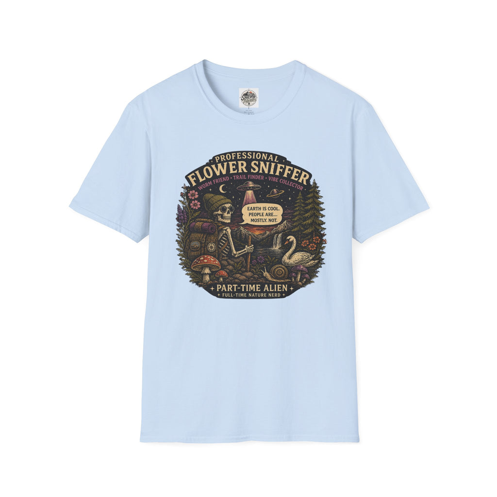 Flower Sniffer Vintage Graphic Tee — "Professional Flower Sniffer / Part-Time Alien"