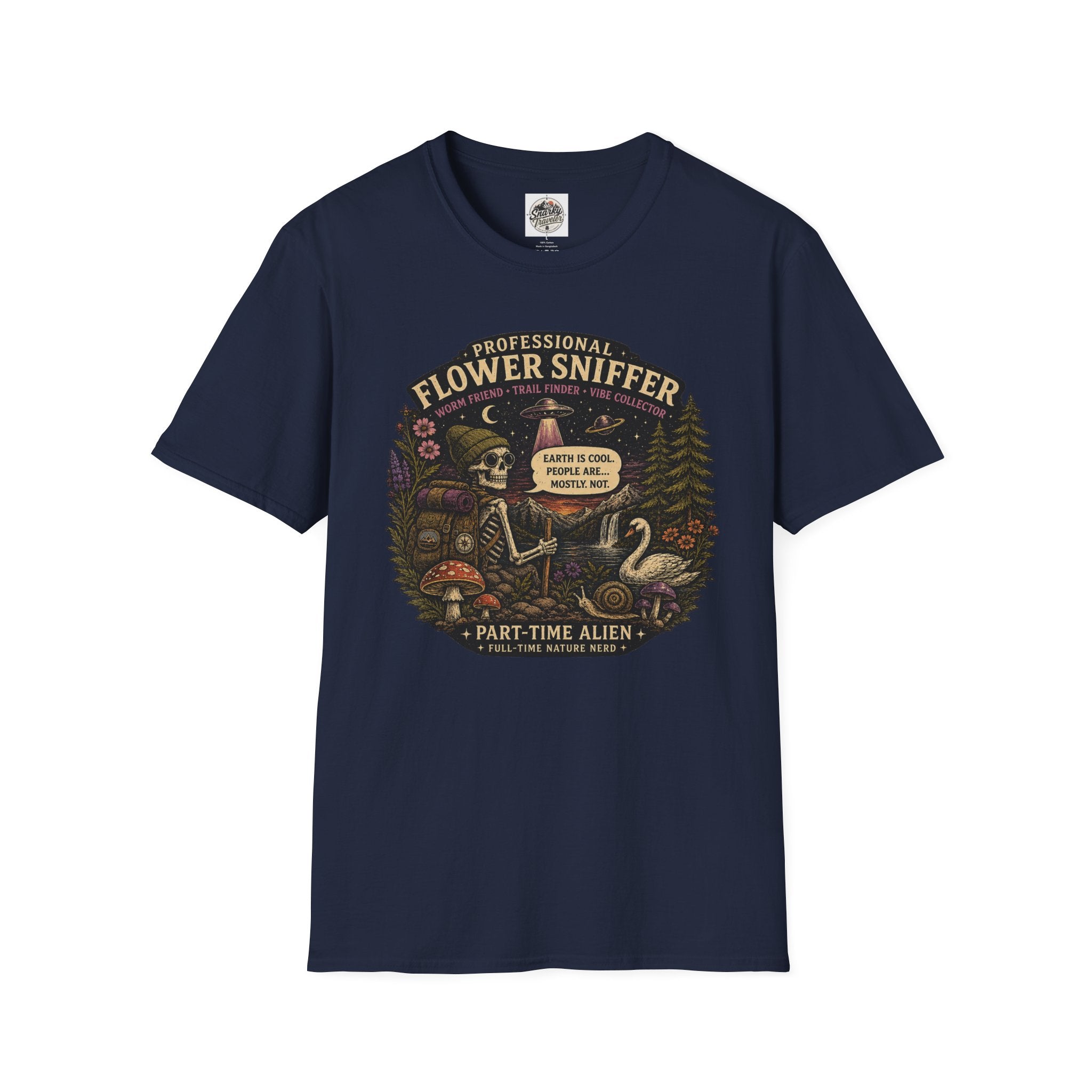 Flower Sniffer Vintage Graphic Tee — "Professional Flower Sniffer / Part-Time Alien"