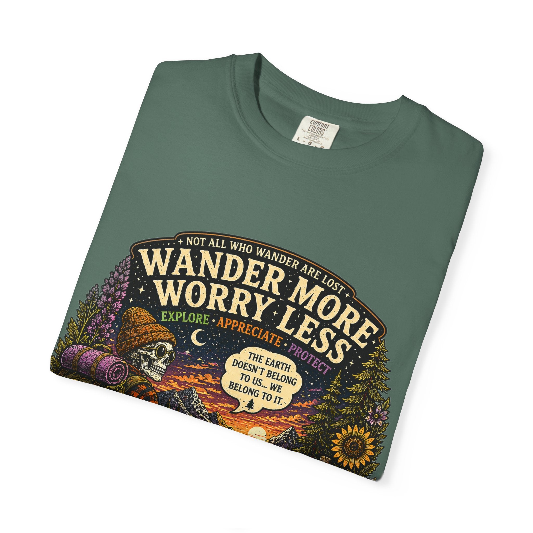 Wander More Worry Less T-Shirt — Adventure Travel Graphic Tee
