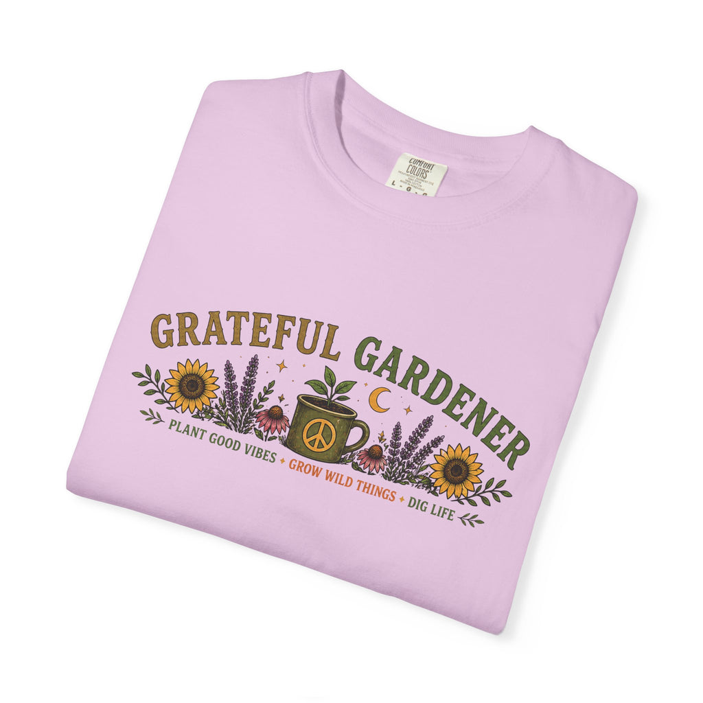 Grateful Gardener T-Shirt — Vintage Gardening Graphic Tee ("Grateful Gardener" Sunflower Design)