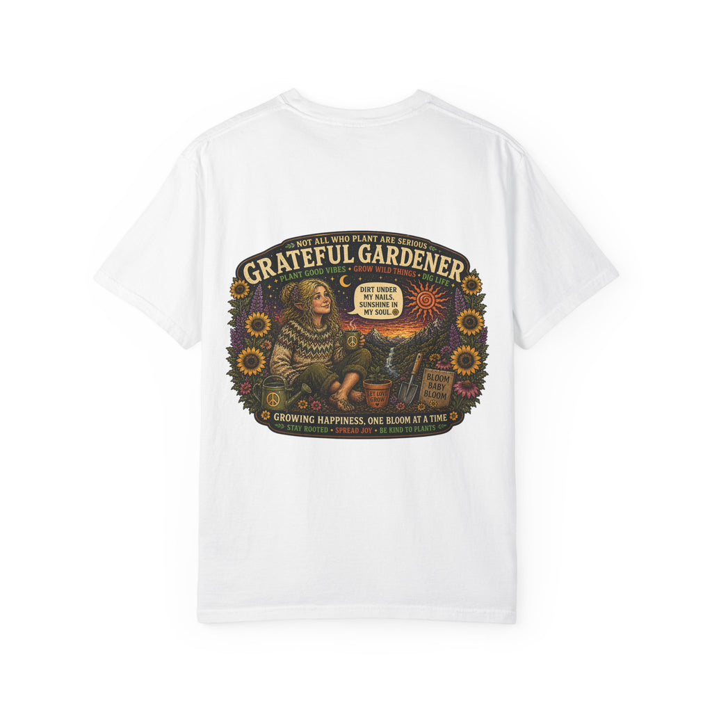 Grateful Gardener T-Shirt — Vintage Gardening Graphic Tee ("Grateful Gardener" Sunflower Design)