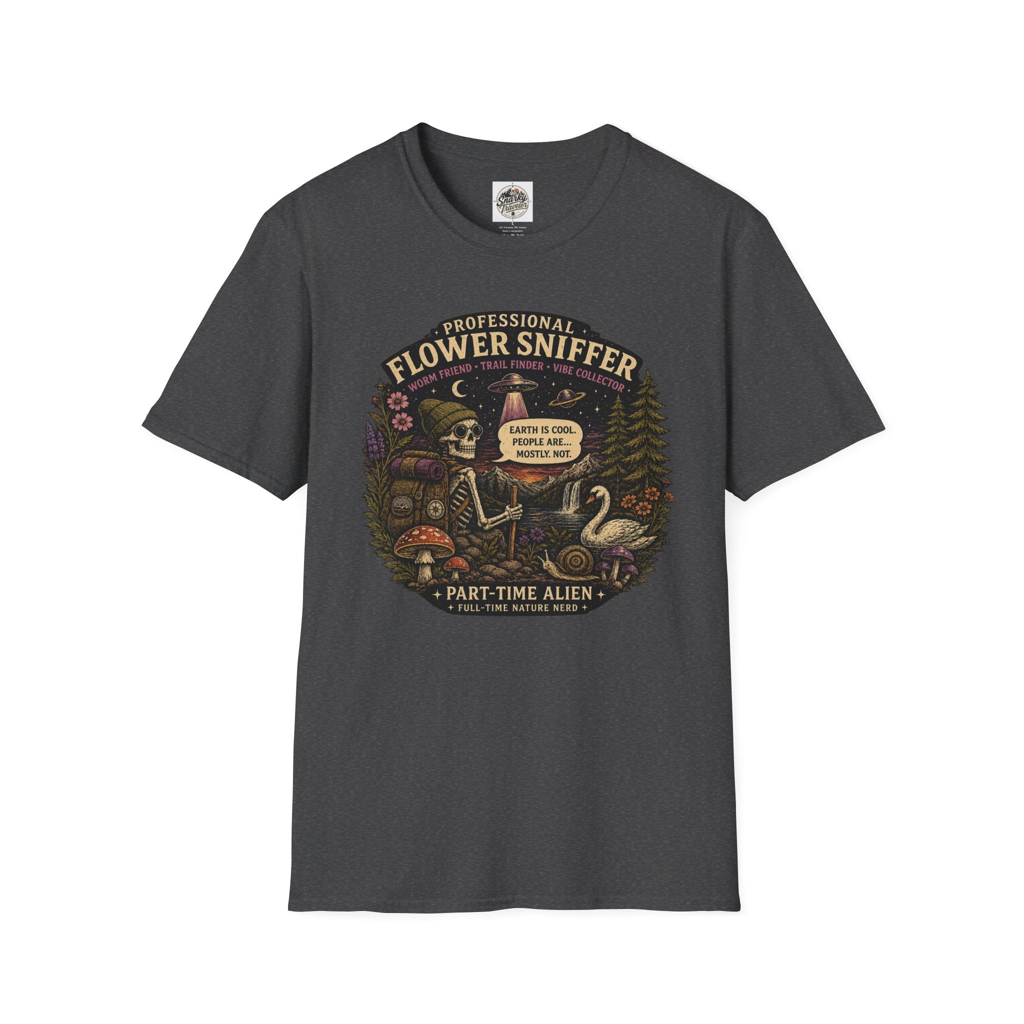 Flower Sniffer Vintage Graphic Tee — "Professional Flower Sniffer / Part-Time Alien"