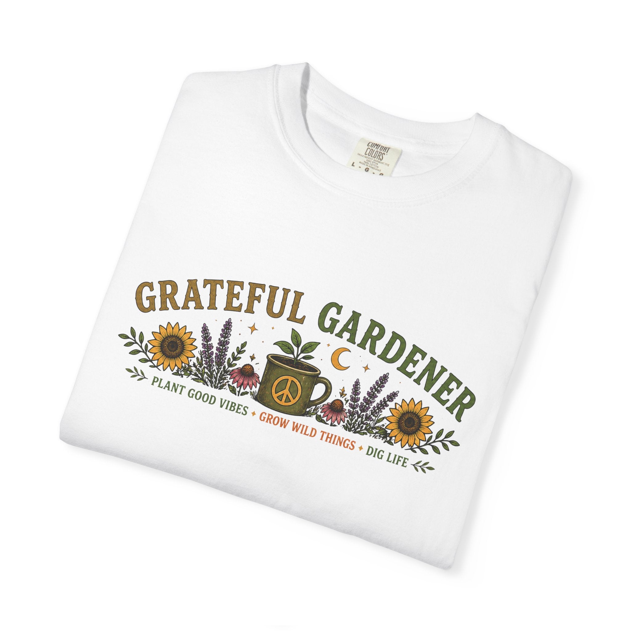Grateful Gardener T-Shirt — Vintage Gardening Graphic Tee ("Grateful Gardener" Sunflower Design)