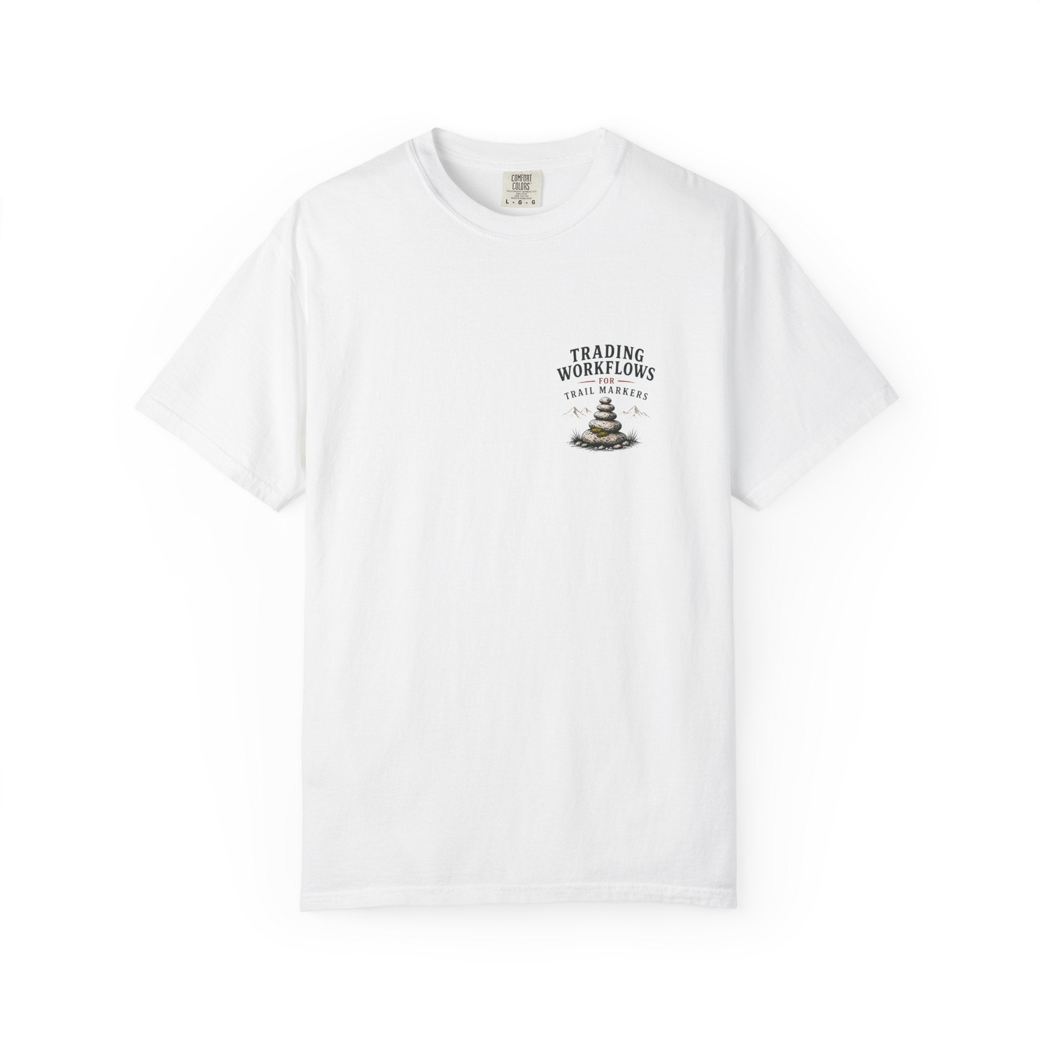 Trading Workflows T-Shirt — Stack of Books Graphic Chest Print