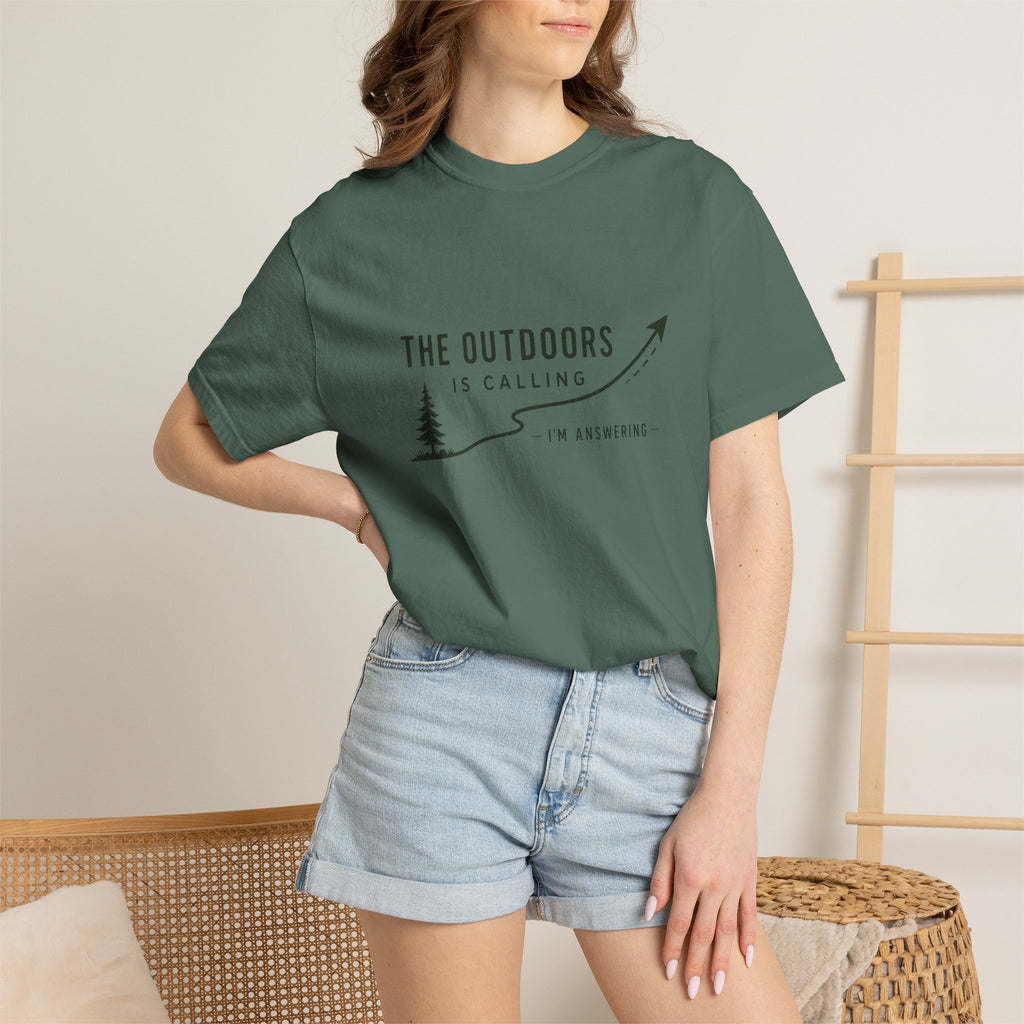 T-Shirt — “The Outdoors Is Calling” Graphic Tee (Adventure, Hiking, Nature Lover)