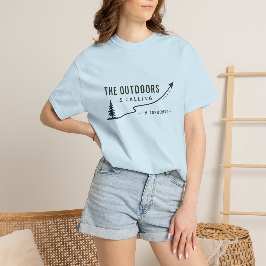 T-Shirt — “The Outdoors Is Calling” Graphic Tee (Adventure, Hiking, Nature Lover)