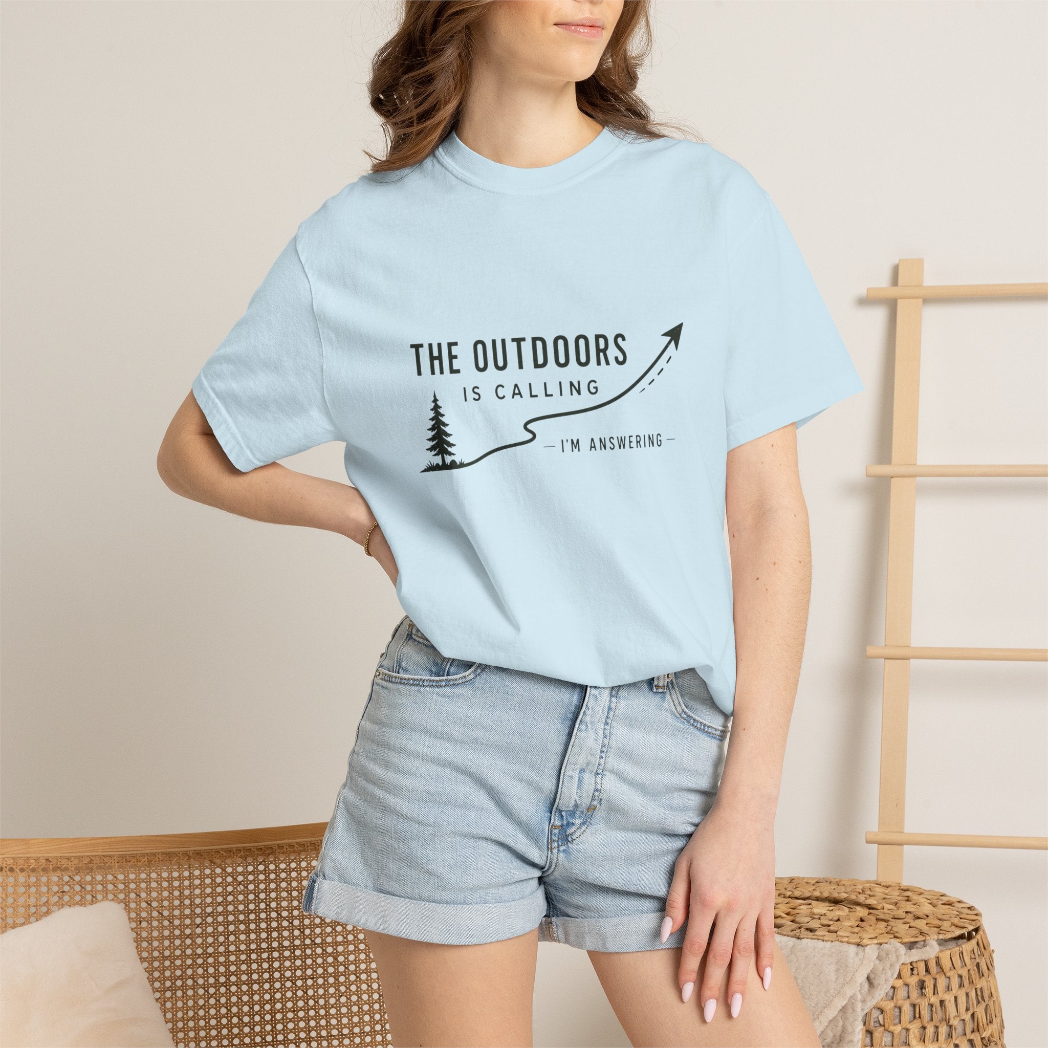 T-Shirt — “The Outdoors Is Calling” Graphic Tee (Adventure, Hiking, Nature Lover)
