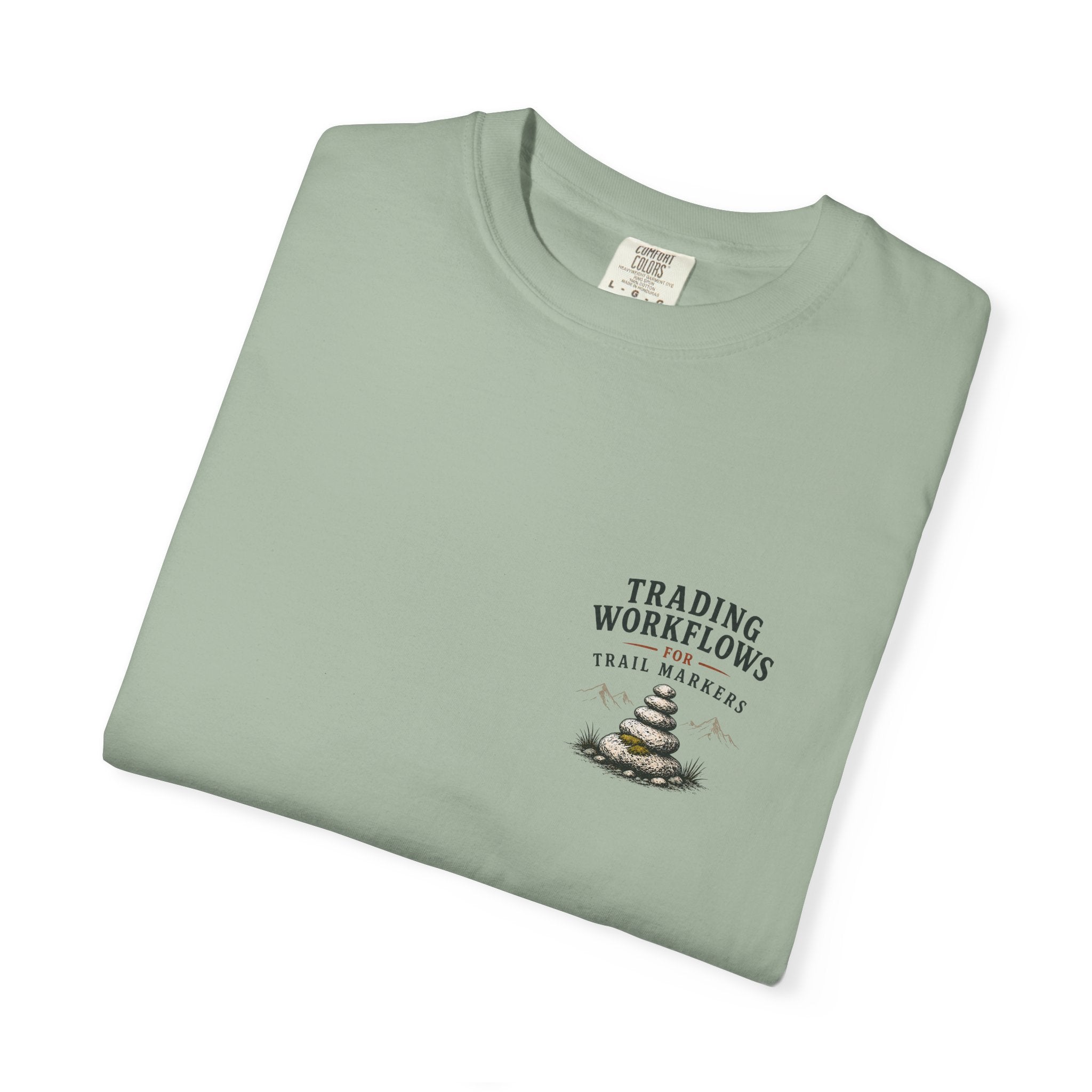 Trading Workflows T-Shirt — Stack of Books Graphic Chest Print