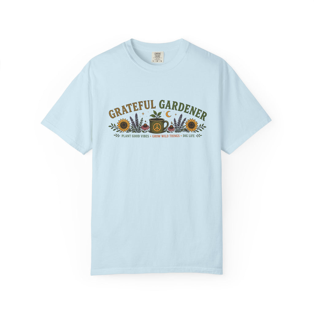 Grateful Gardener T-Shirt — Vintage Gardening Graphic Tee ("Grateful Gardener" Sunflower Design)