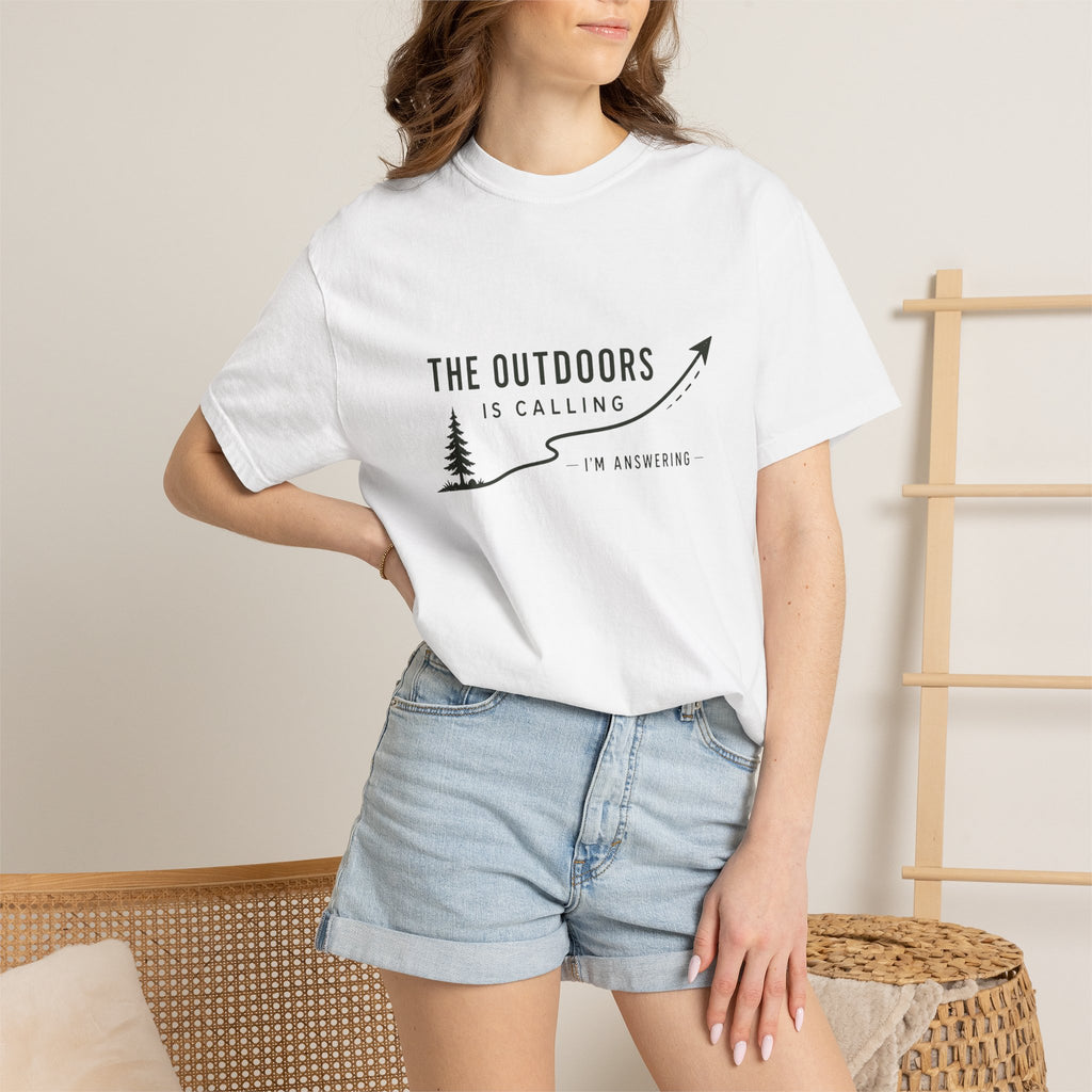 T-Shirt — “The Outdoors Is Calling” Graphic Tee (Adventure, Hiking, Nature Lover)