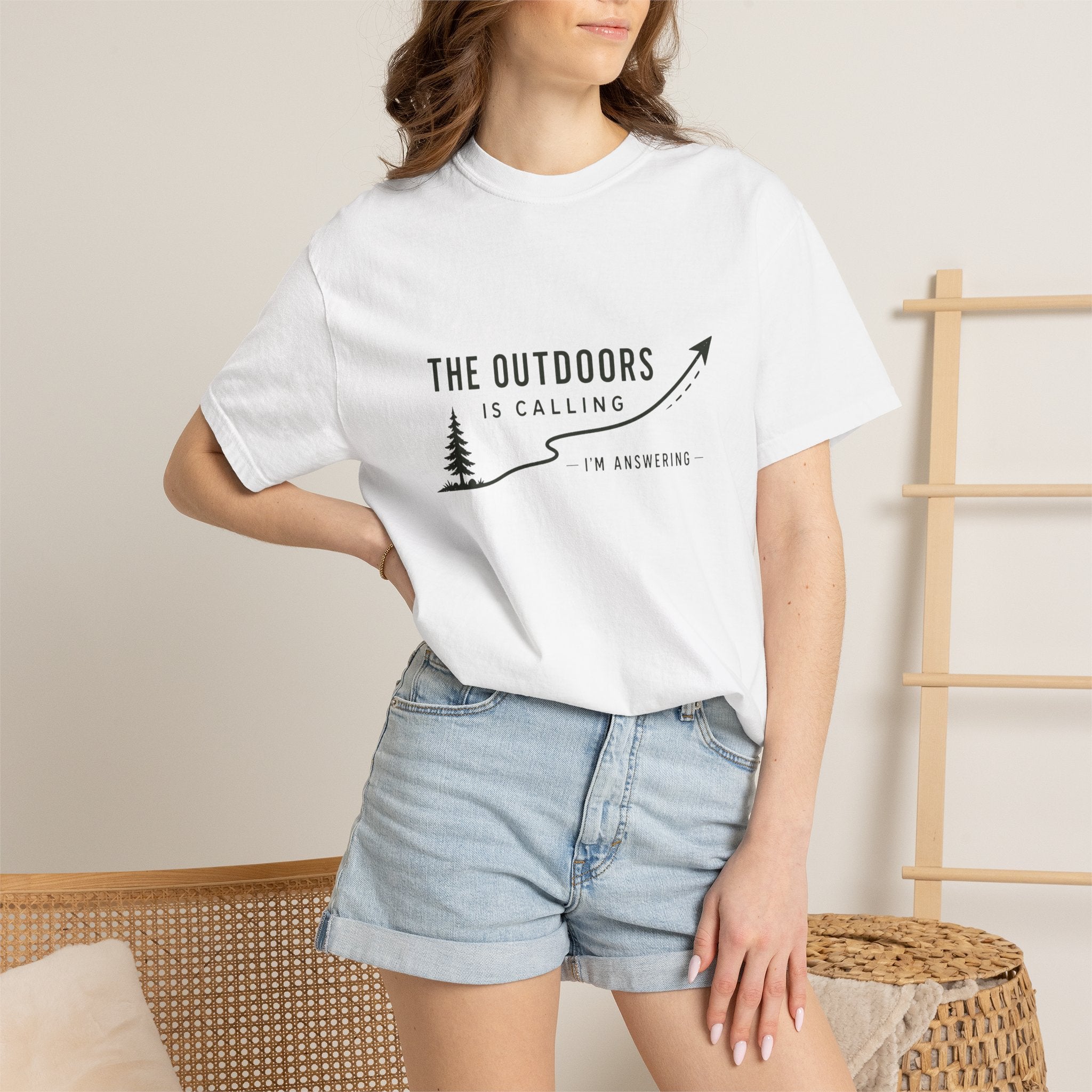 T-Shirt — “The Outdoors Is Calling” Graphic Tee (Adventure, Hiking, Nature Lover)