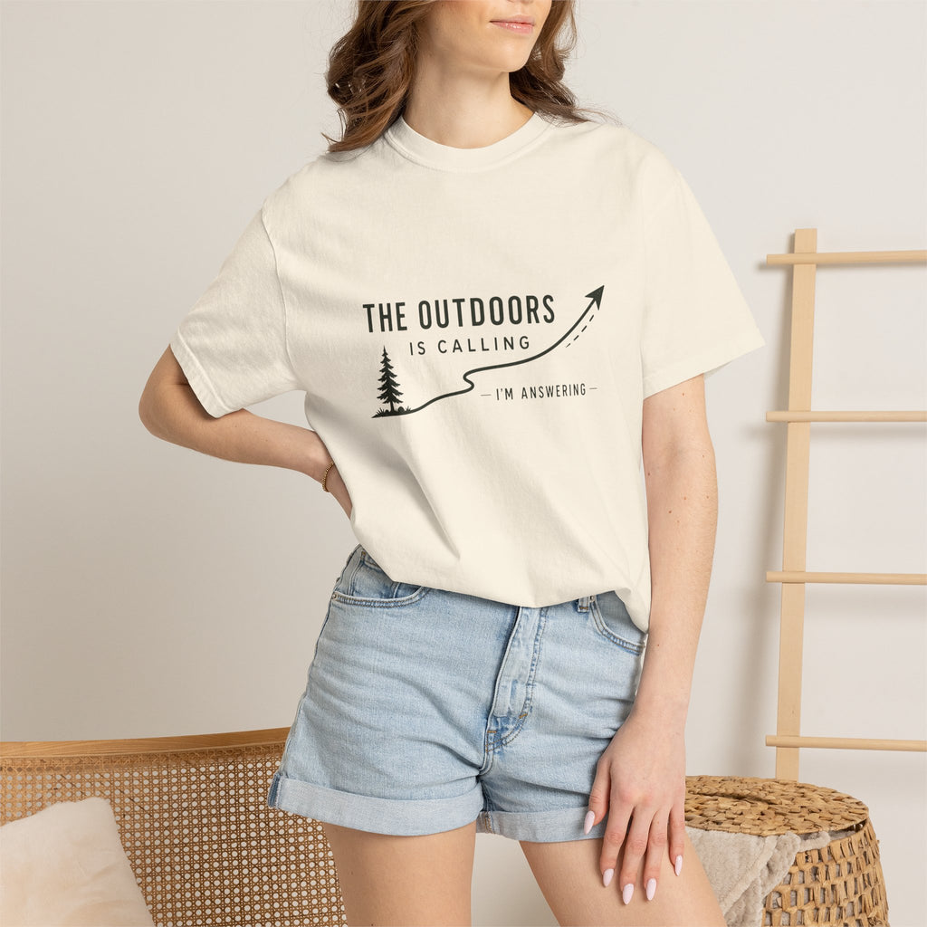 T-Shirt — “The Outdoors Is Calling” Graphic Tee (Adventure, Hiking, Nature Lover)