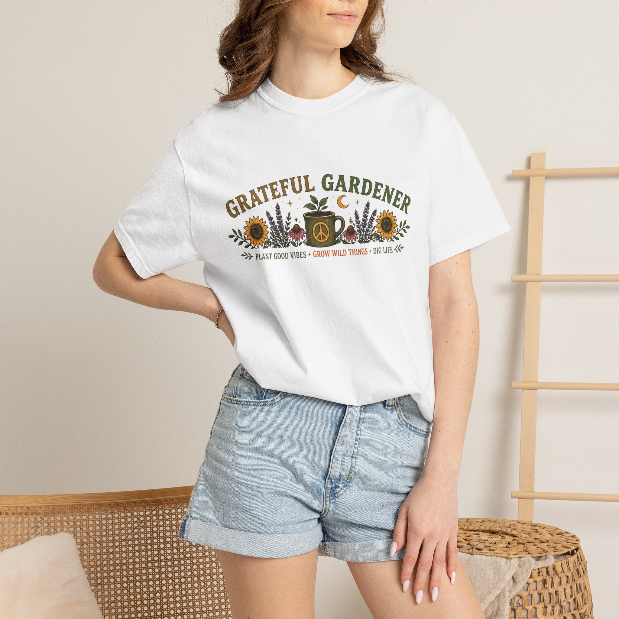 Grateful Gardener T-Shirt — Vintage Gardening Graphic Tee ("Grateful Gardener" Sunflower Design)