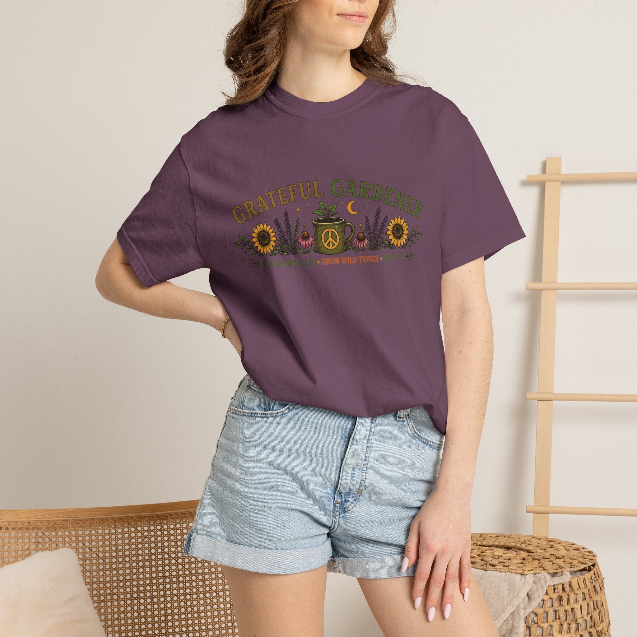 Grateful Gardener T-Shirt — Vintage Gardening Graphic Tee ("Grateful Gardener" Sunflower Design)