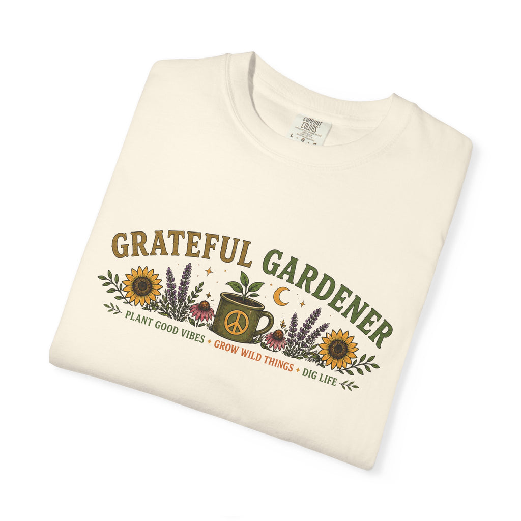 Grateful Gardener T-Shirt — Vintage Gardening Graphic Tee ("Grateful Gardener" Sunflower Design)