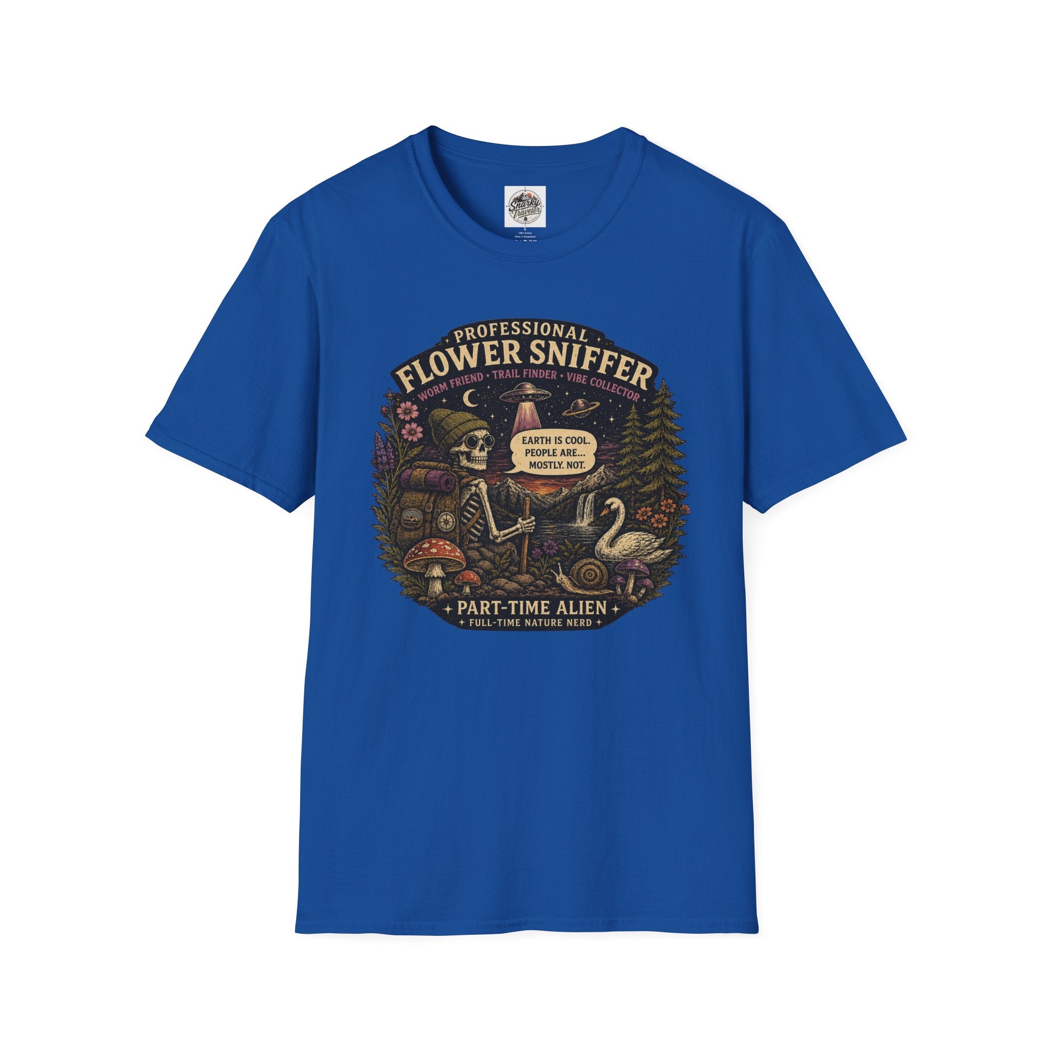 Flower Sniffer Vintage Graphic Tee — "Professional Flower Sniffer / Part-Time Alien"