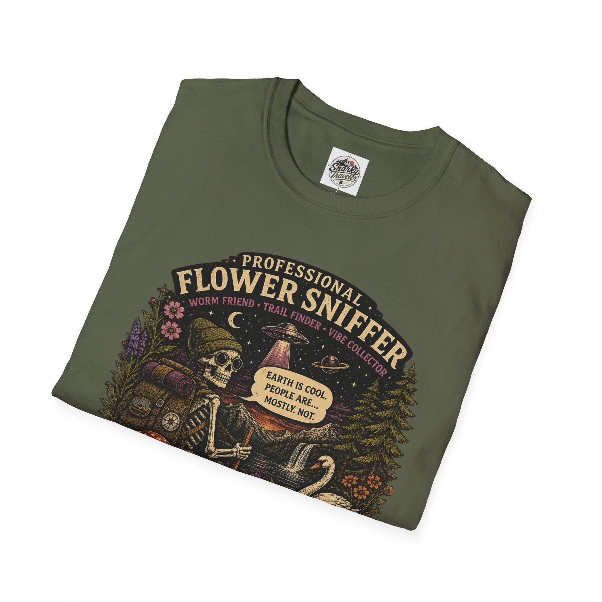 Flower Sniffer Vintage Graphic Tee — "Professional Flower Sniffer / Part-Time Alien"