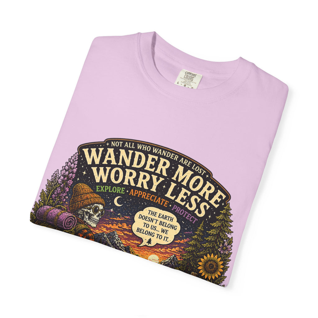 Wander More Worry Less T-Shirt — Adventure Travel Graphic Tee