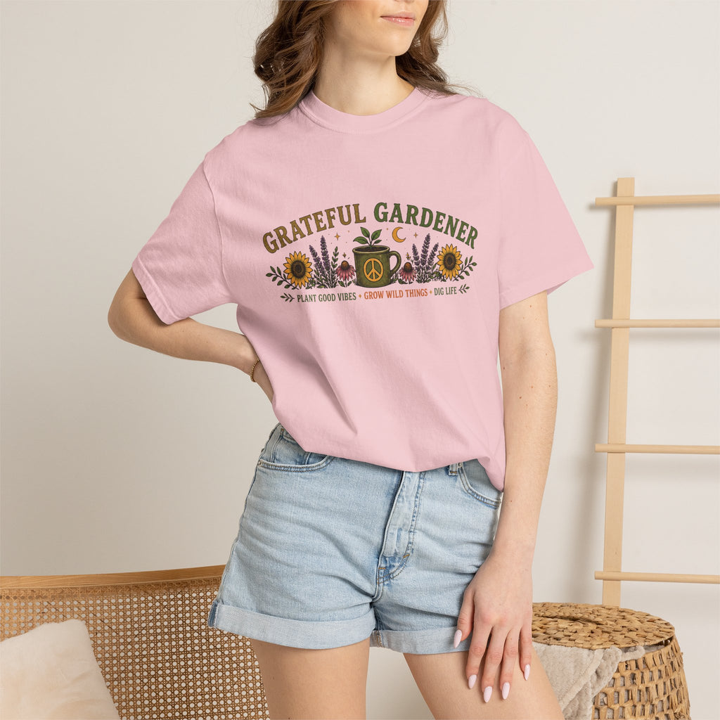 Grateful Gardener T-Shirt — Vintage Gardening Graphic Tee ("Grateful Gardener" Sunflower Design)