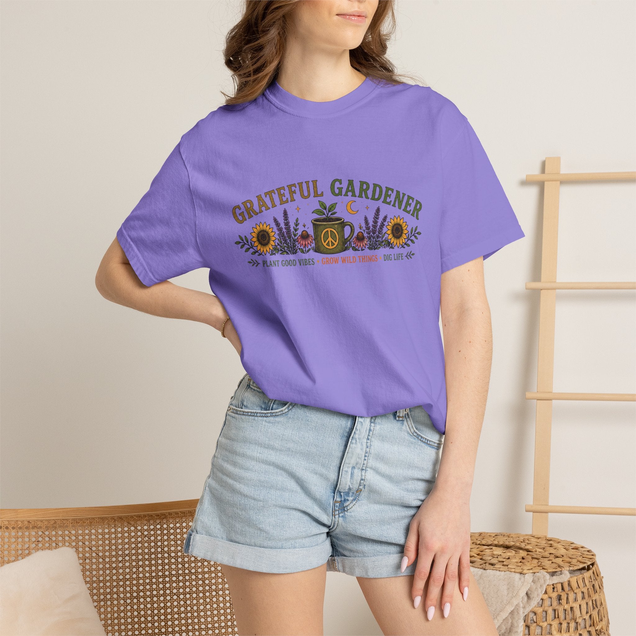 Grateful Gardener T-Shirt — Vintage Gardening Graphic Tee ("Grateful Gardener" Sunflower Design)