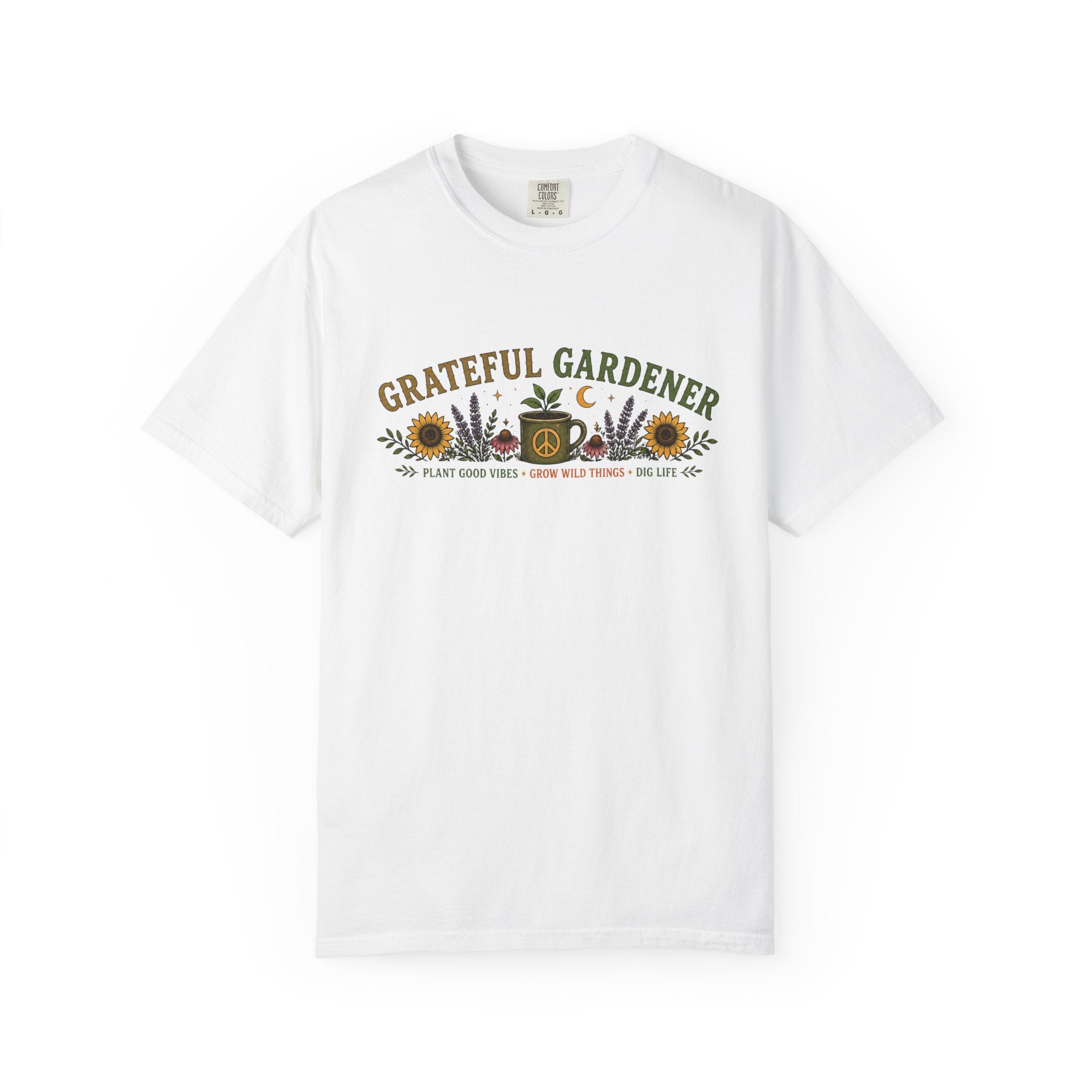 Grateful Gardener T-Shirt — Vintage Gardening Graphic Tee ("Grateful Gardener" Sunflower Design)