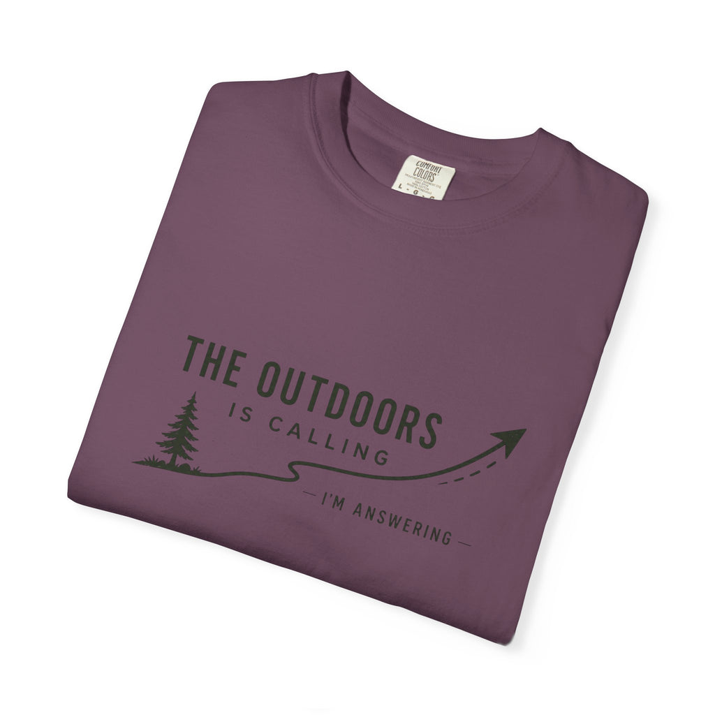 T-Shirt — “The Outdoors Is Calling” Graphic Tee (Adventure, Hiking, Nature Lover)