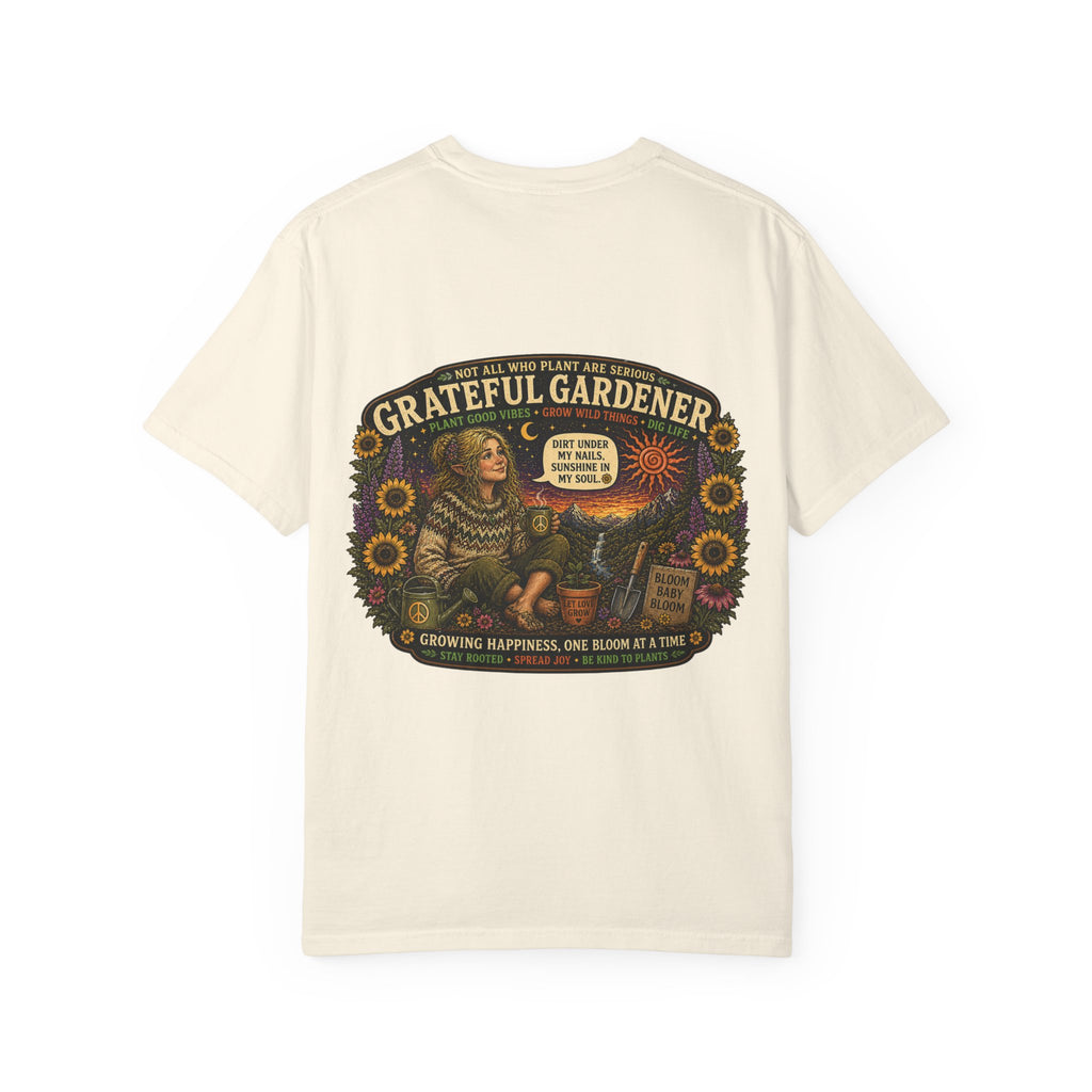 Grateful Gardener T-Shirt — Vintage Gardening Graphic Tee ("Grateful Gardener" Sunflower Design)