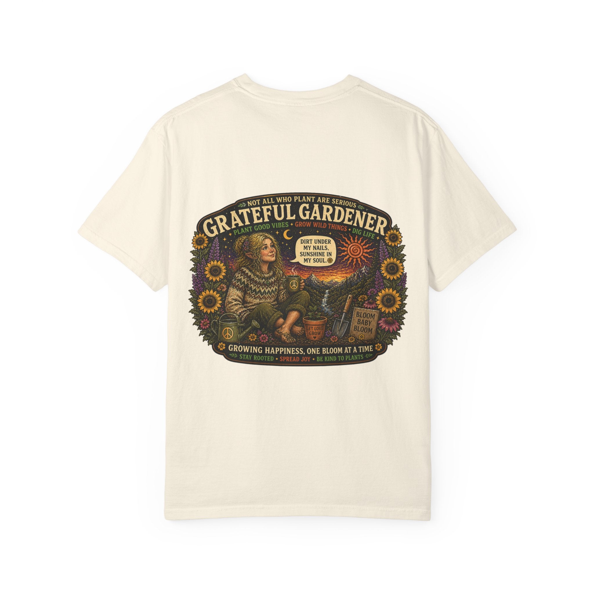 Grateful Gardener T-Shirt — Vintage Gardening Graphic Tee ("Grateful Gardener" Sunflower Design)