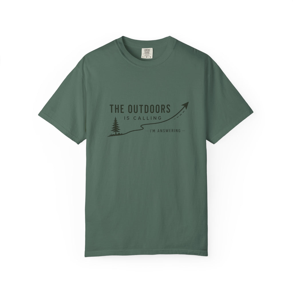 T-Shirt — “The Outdoors Is Calling” Graphic Tee (Adventure, Hiking, Nature Lover)