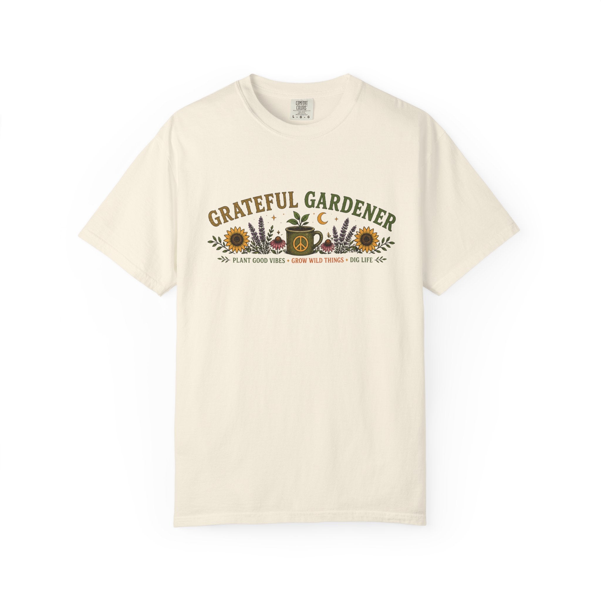 Grateful Gardener T-Shirt — Vintage Gardening Graphic Tee ("Grateful Gardener" Sunflower Design)